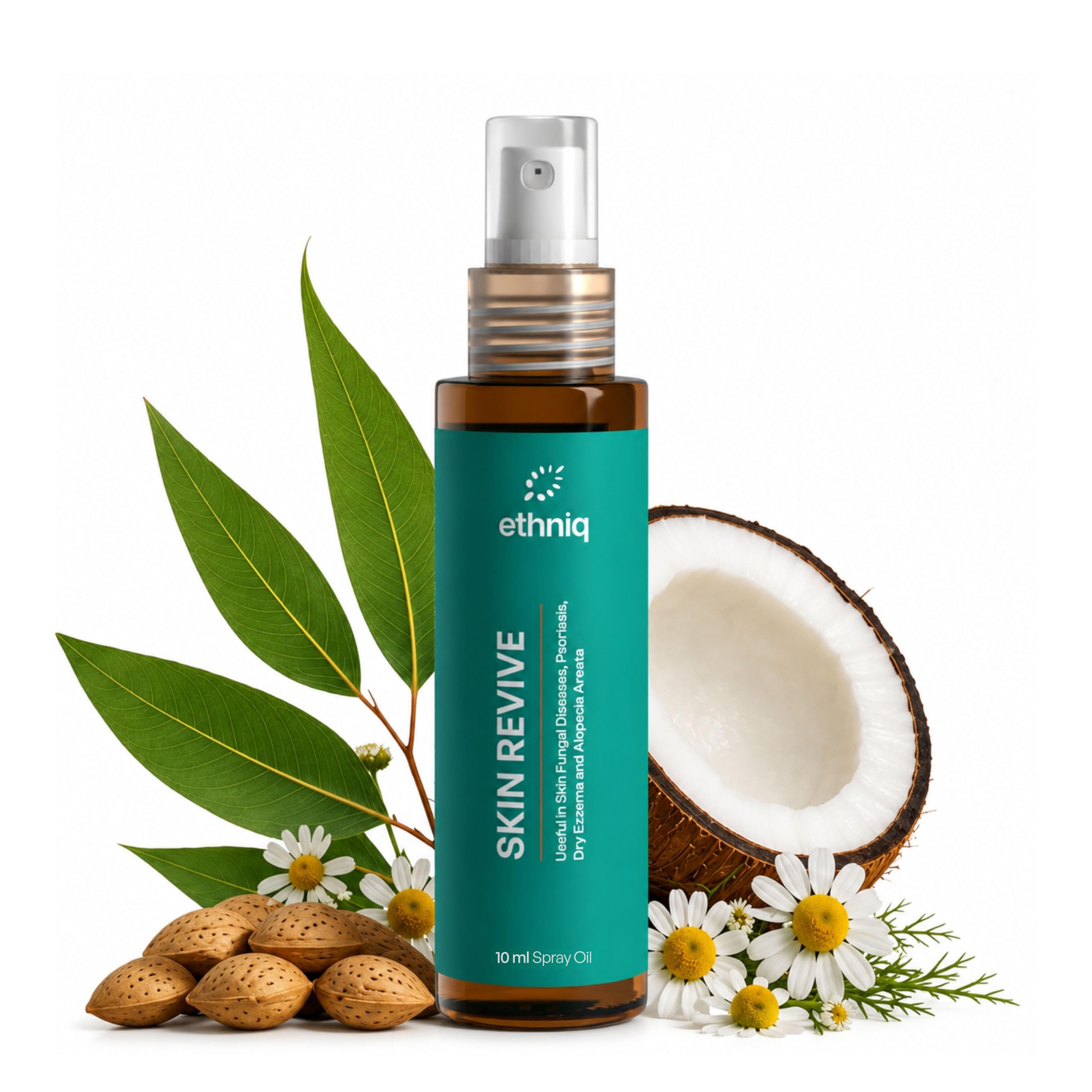 Ethniq Skin Revive Spray for Psoriasis, Eczema, Alopecia Areata, Dandruff & Fungal Infections | AYUSH Approved Anti Fungal Spray for Skin & Scalp | Steroid & Paraben Free | 95%+ Clinical Efficacy | Patented Formula | Non Sticky | 10ml