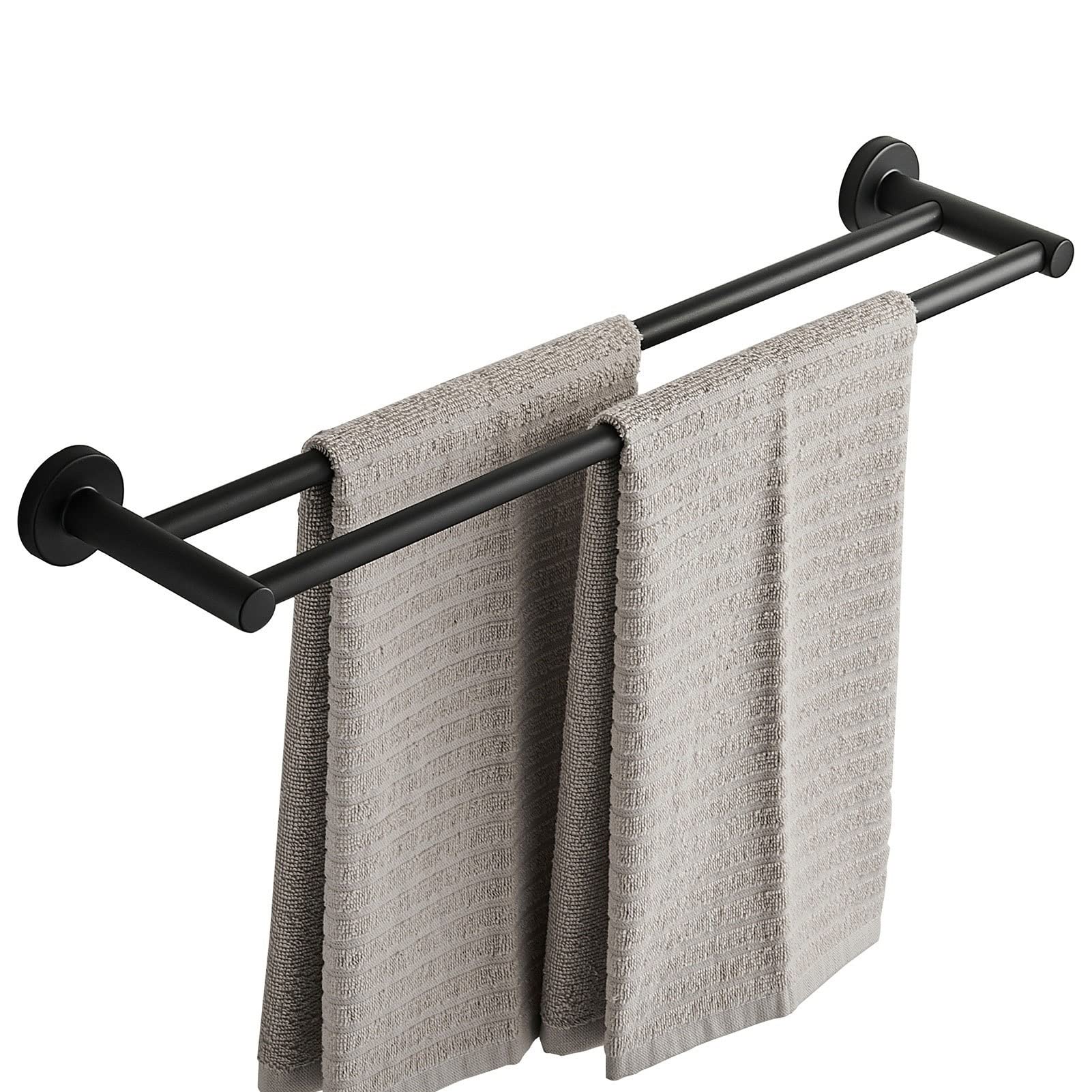 LMYSXAOZ Wall Mounted Towel Bar Double Rail Rack,Stainless Steel Holder for Bathroom Kitchen Toilet Hotel,Black-30-98cm (Size : 50cm)