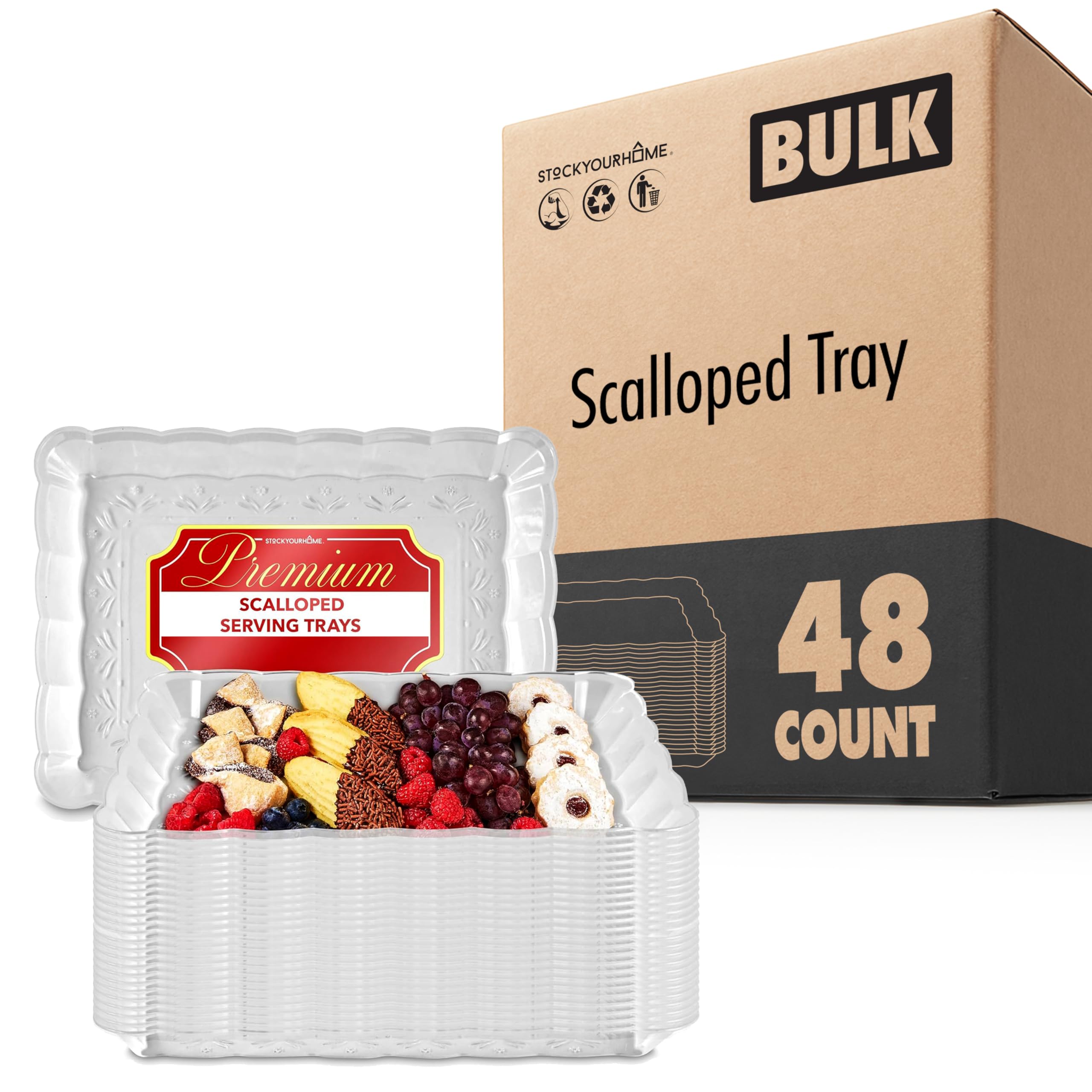 Stock Your Home 48 / 1 Pack Pack of 48 / Clear Serving Trays
