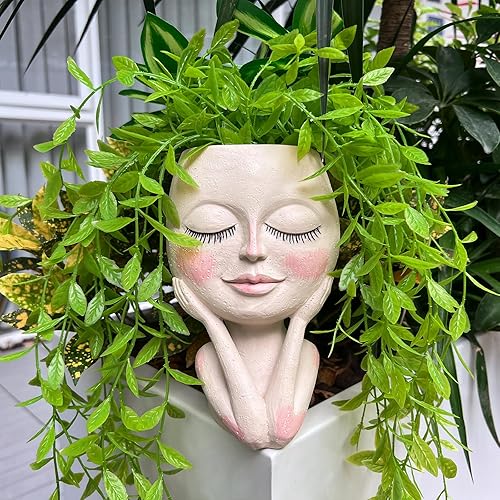 HDOOMN Macetas de cara con cabeza bonitas macetas para plantas suculentas, macetas para interiores con sistema de drenaje, regalos de jardín para