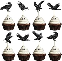 Vista 33 de Gyufise 1 pieza de decoración de pastel de cumpleaños con purpurina montada de terror clásico de Halloween para temática de terror sangriento