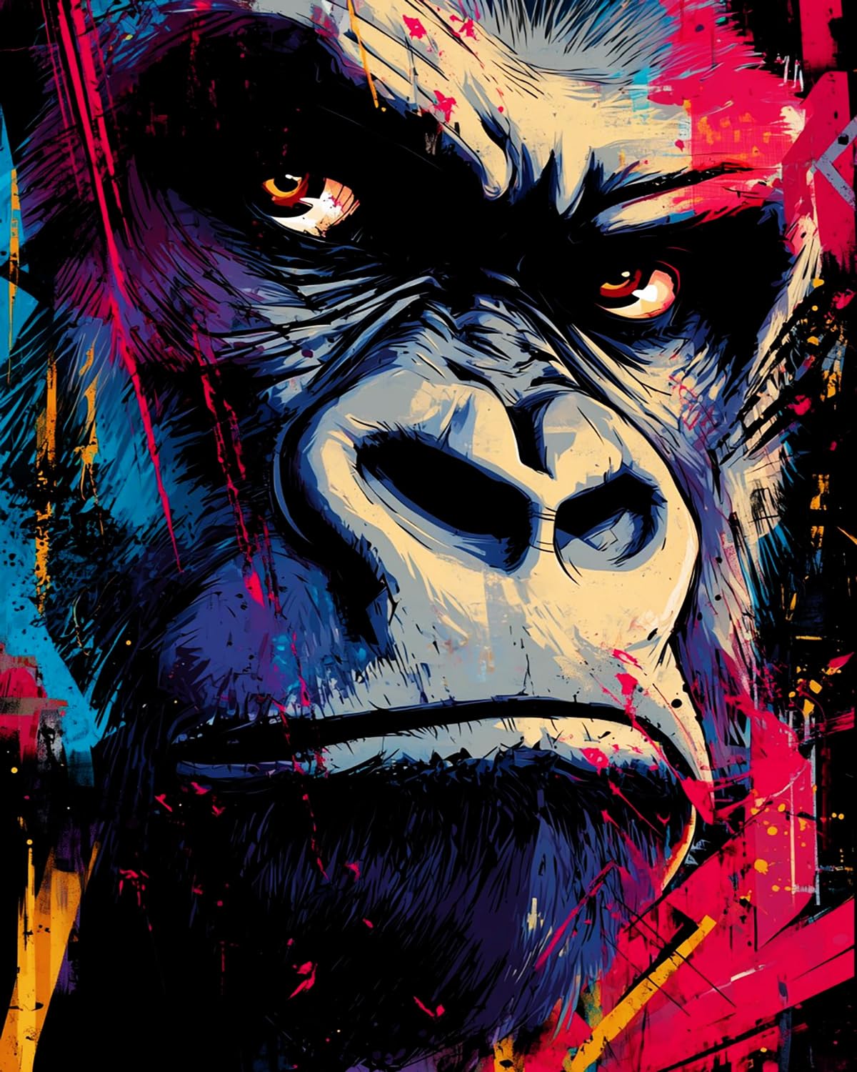 Liubaishi Multicolour Paint By Numbers For Adults, Angry Gorilla, 40X50 Cm Acrylic Canvas Kit
