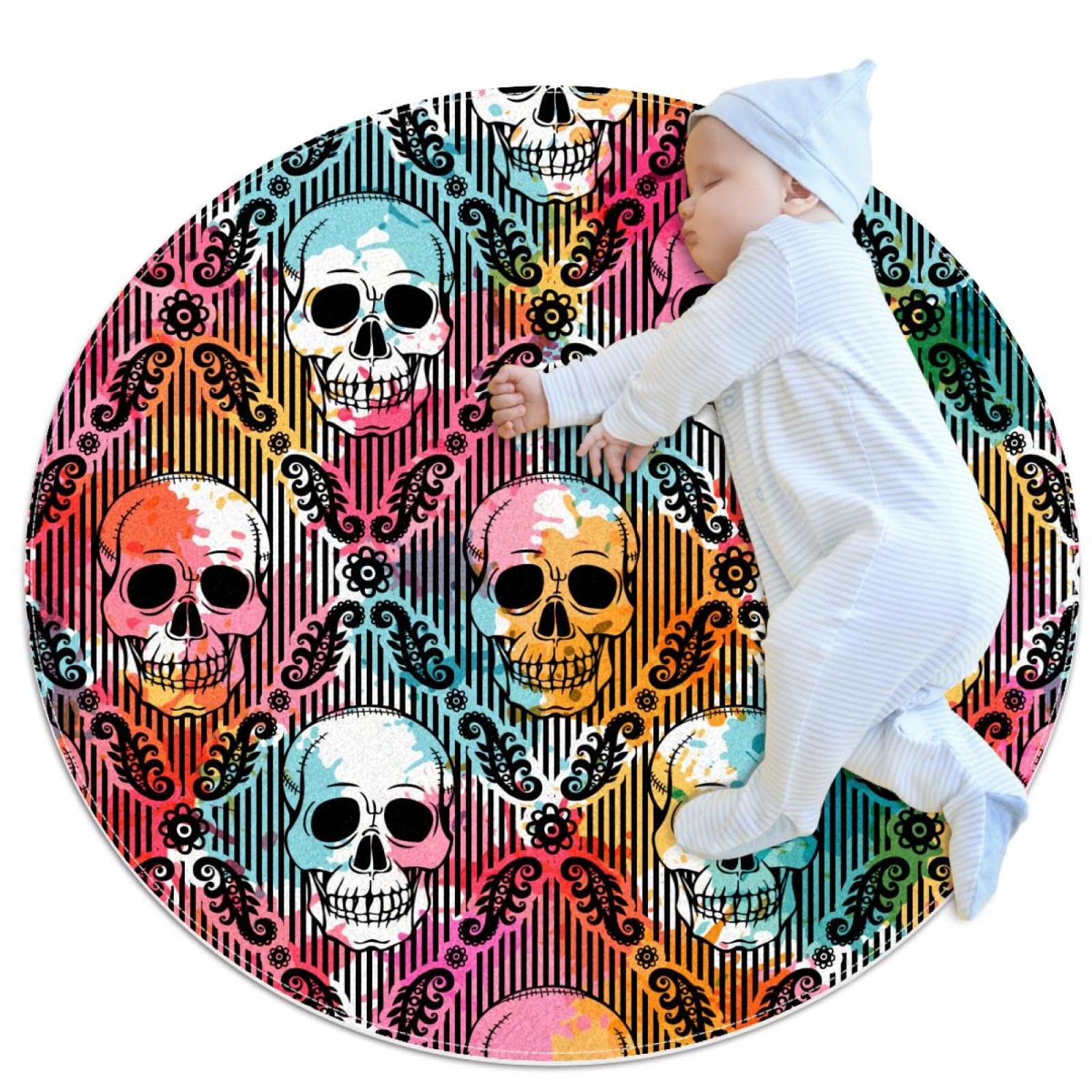Tapis de salle de bain crânes colorés pour chambre et canapé