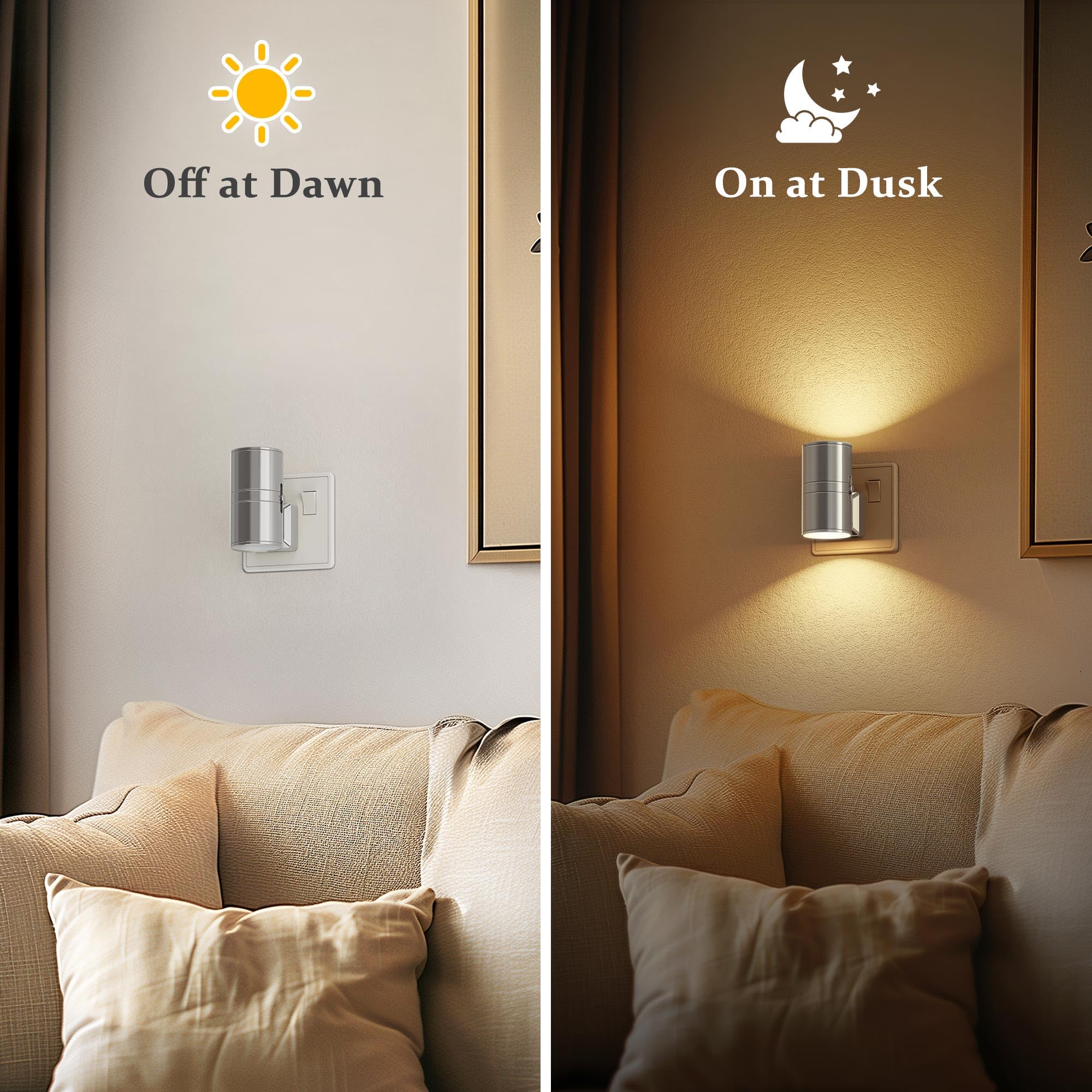 JandCase Night Light, Night Light Plug in Wall, Dusk to Dawn Sensor, Dimmable Nightlight 0-100LM, 3000K Warm White - Image 3