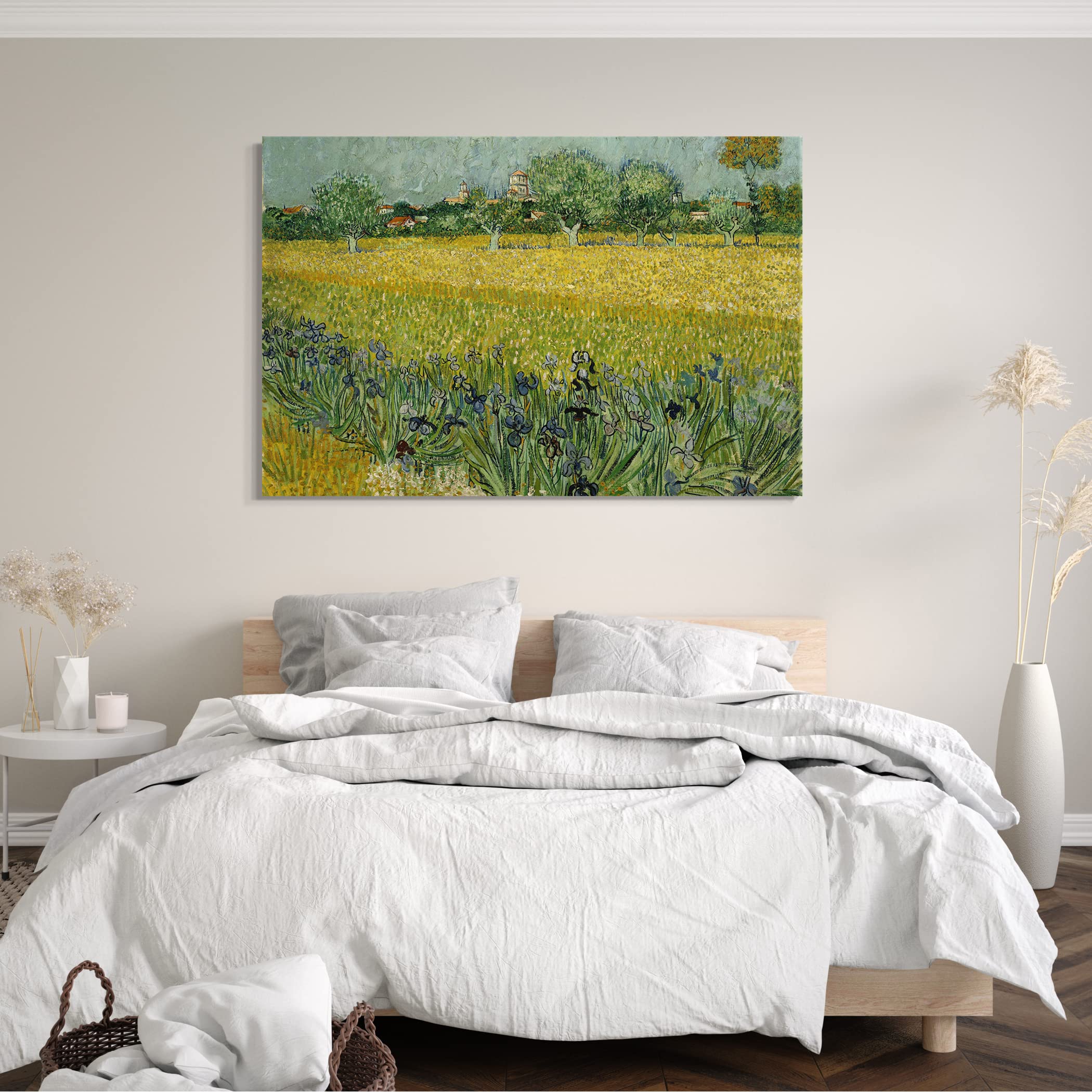 Printed Paintings Stampa su Tela con Telaio (120x80cm): Vincent Van Gogh - Campo con Fiori Vicino a Arles - Quadri Moderni
