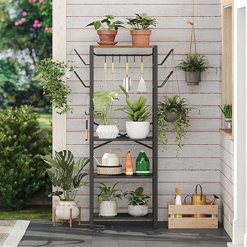 Miniatura 9 de BRHR5401-POHR3001 - Estante para panaderos con mini estante para nevera y 4 niveles, organizador para ollas y sartenes