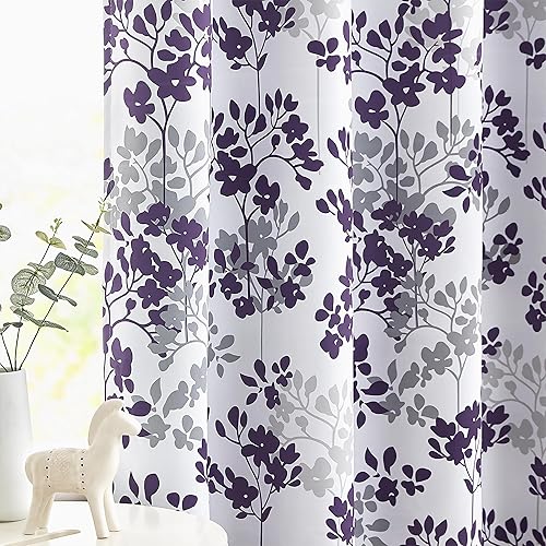 Miniatura 3 de Metro Parlor - Cortinas florales estilo granja 100% opacas, 84 pulgadas de largo, 2 paneles para sala de estardormitorio, patrón púrpura gris,