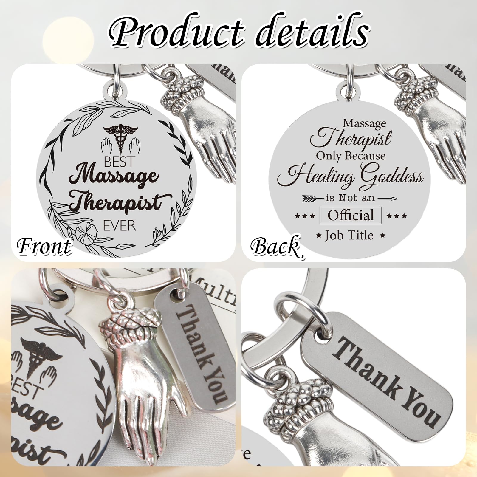 Thrist Birthday Massage Therapist Gifts Keychain Best Massage Therapist Ever Healing Key Chain Gifts for Nurses Nursing Mothers Day Gift Work Accessories Essentials