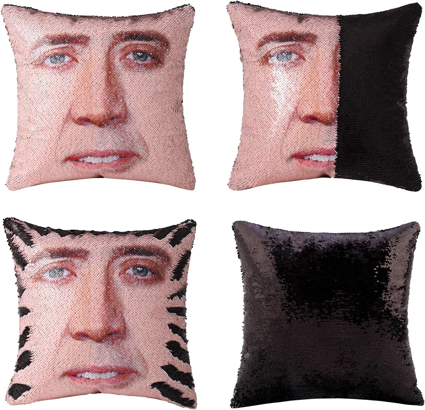 Merrycolor Weird Gifts Funny Sequin Pillow Cover Magic Reversible Mermaid Pillow Decorative Throw Cushion Case Interesting Finds 16 x 16 Inches (Black)