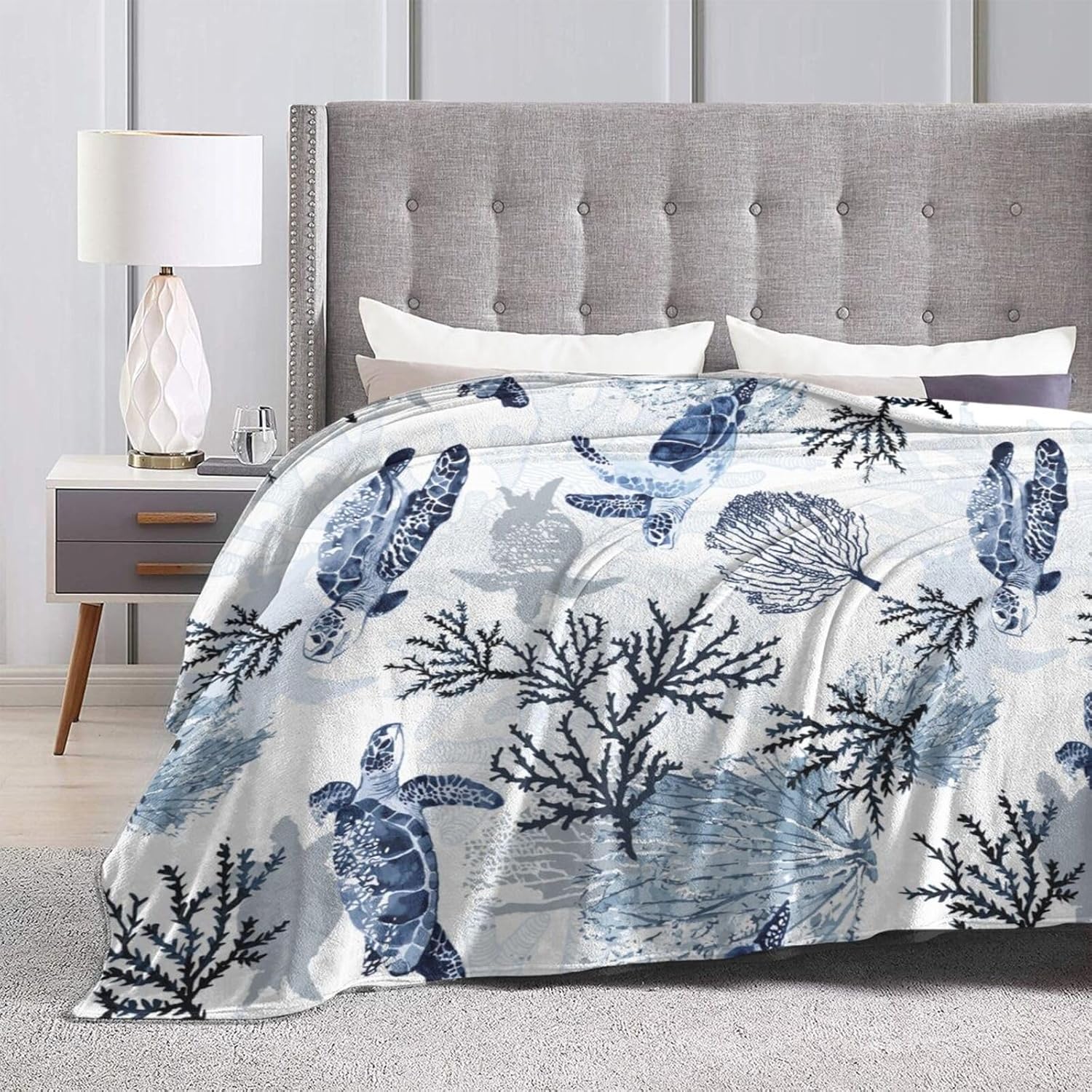 Tribal Sea Turtle Fleece Blanket - 50"x 60" Soft Plush Throw for Bed Couch or Travel, OceanThemed Cozy Blanket for Kids and Adults - Gift for Turtle Lovers and Vibrant Room Decor