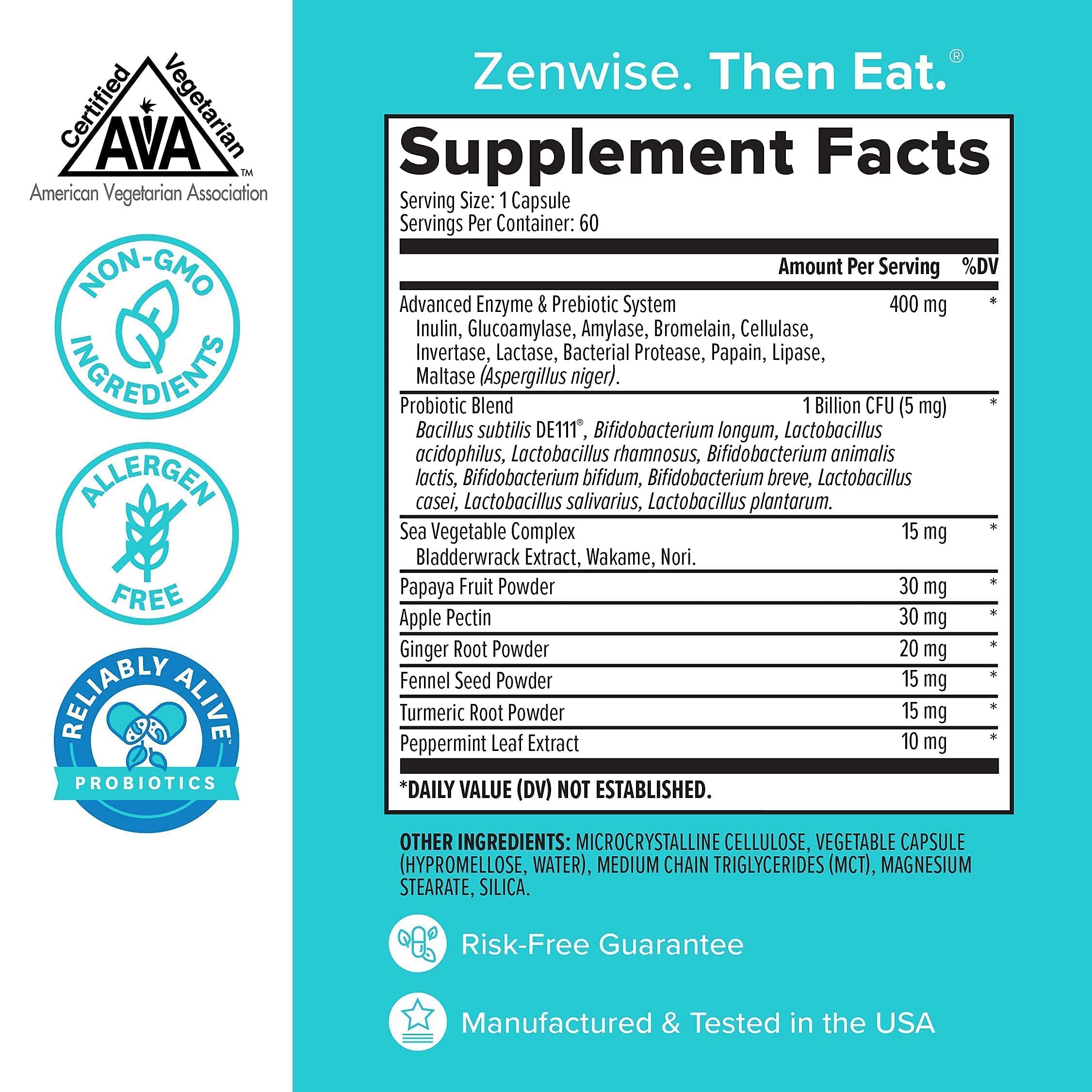 Zenwise Digestive Enzymes Probiotics and Prebiotics Digestion and