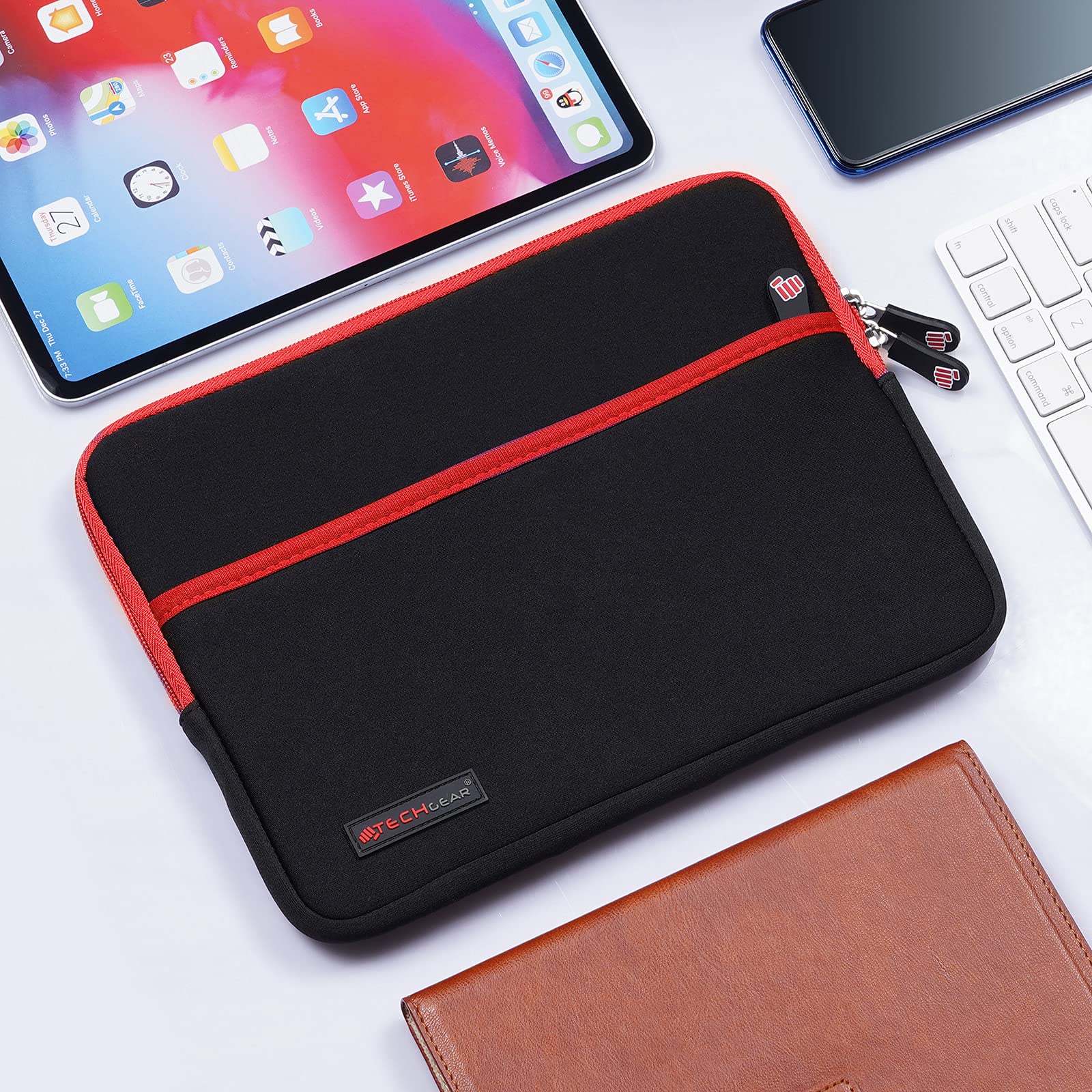 Image secondaire de TECHGEAR Pro Pochette 10 Étui, Housse, Sacoche de Protection Zippée en Néoprène, Intérieur AntiChoc à Bulles Compatible pour iPad