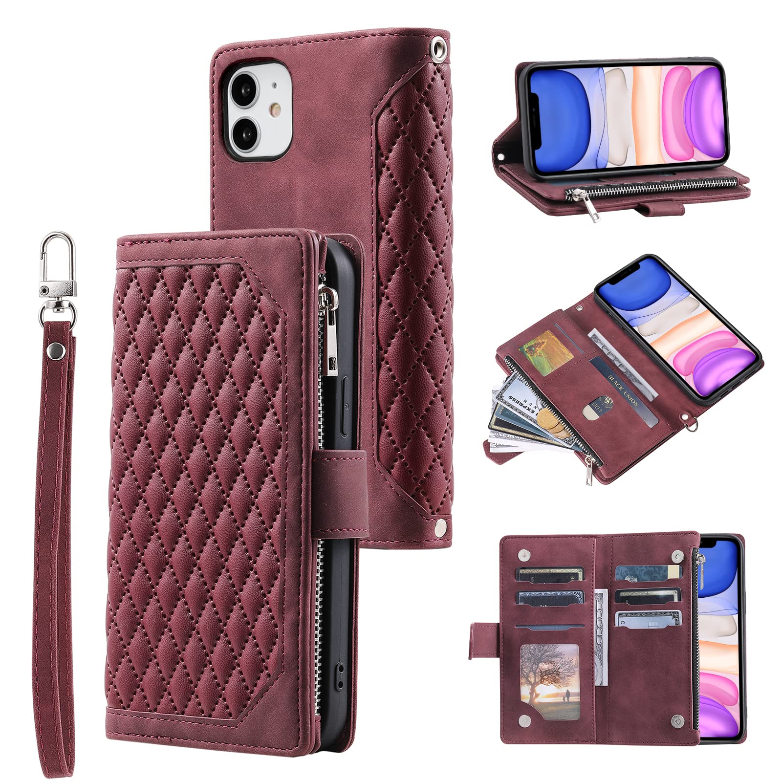 QLTYPRI Wallet Case For IPhone 11 (6.1 Inch),Luxury Quilted PU Leather - View #3