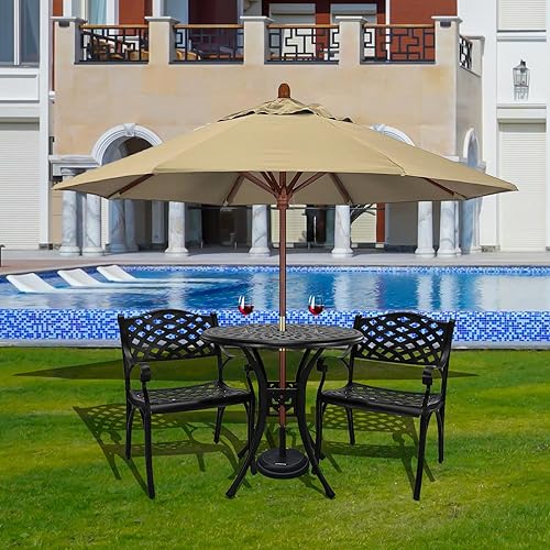 Miniatura 8 de Juego de 2 mesas y sillas de bistró de color blanco, de aluminio fundido blanco para exteriores, juegos de bistró para patio con agujero para