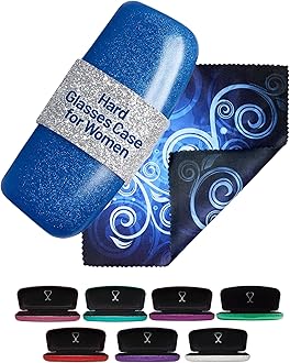 SPUNKYsoul Sparkle Smooth Glitter Hard Shell Eyeglass Case for Women, Protective - Christmas Gifts for Wife & Teenagers