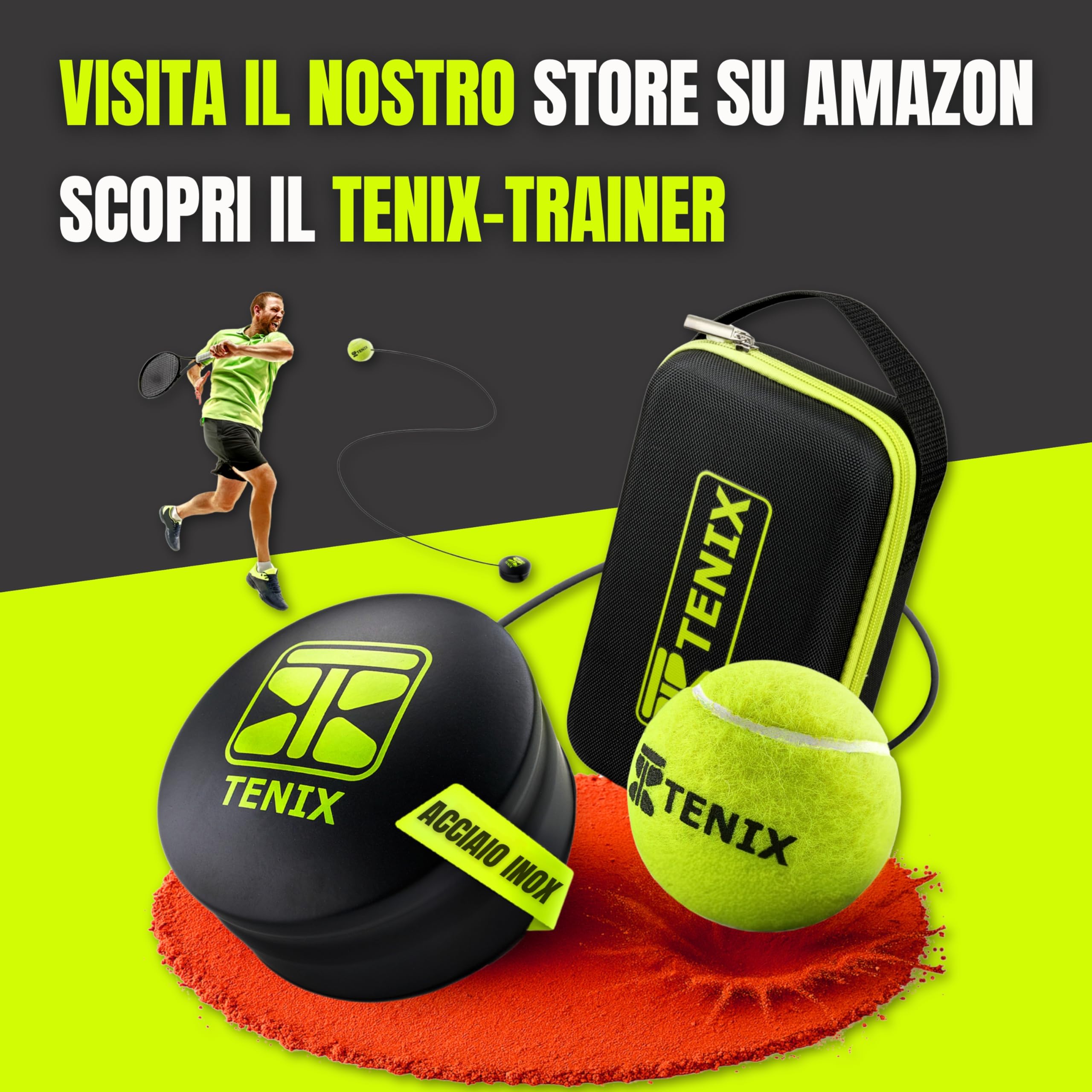 TENIX® Set da 3 Palline da Tennis con Corda | Palline di Ricambio per Tennis-Trainer | Inclusa lattina pressurizzata sigillata | Palline di Ricambio con Corda Elastica per Tennis Trainer