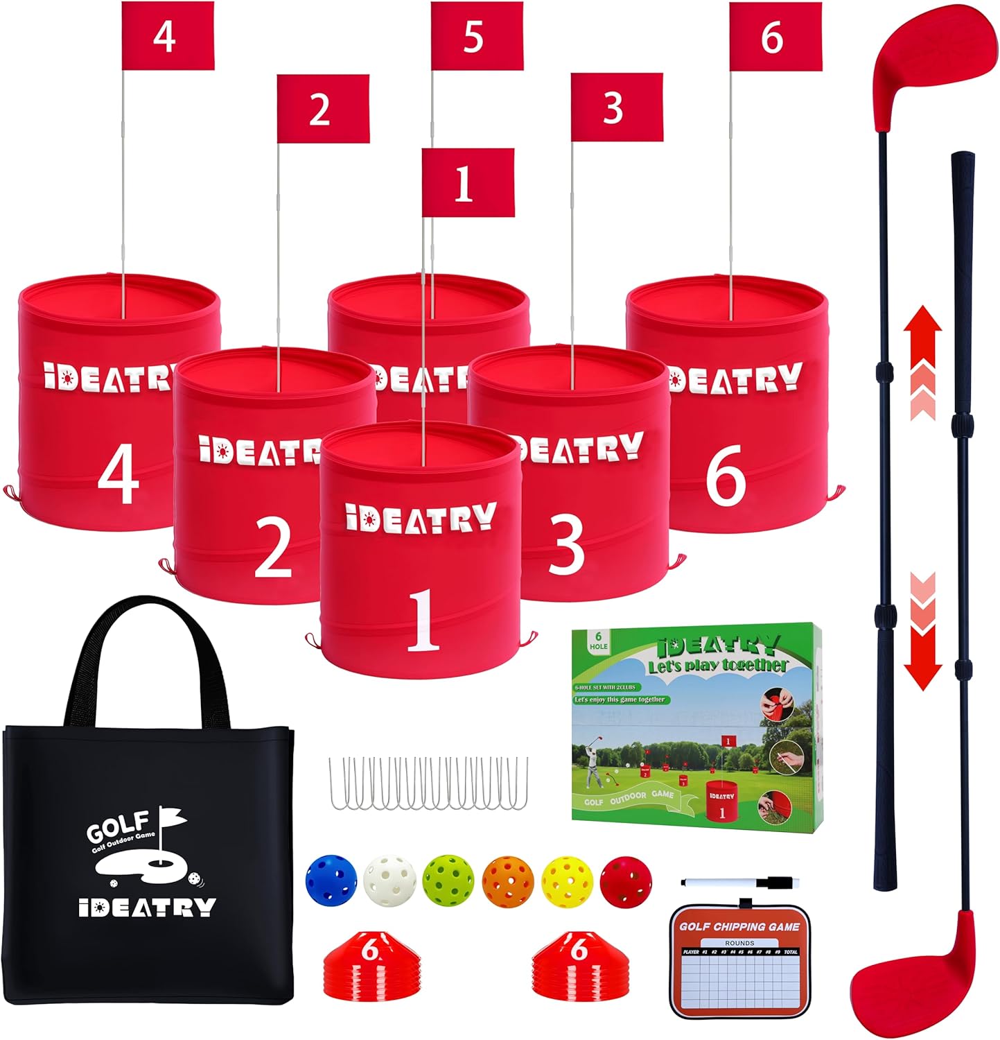 Ultimate 6 Holes Backyard Outdoor Golf Games with 2 Adjustable Clubs, Lawn Golf Game for Adults to Practice, Idea for Camping/Party/Beach
