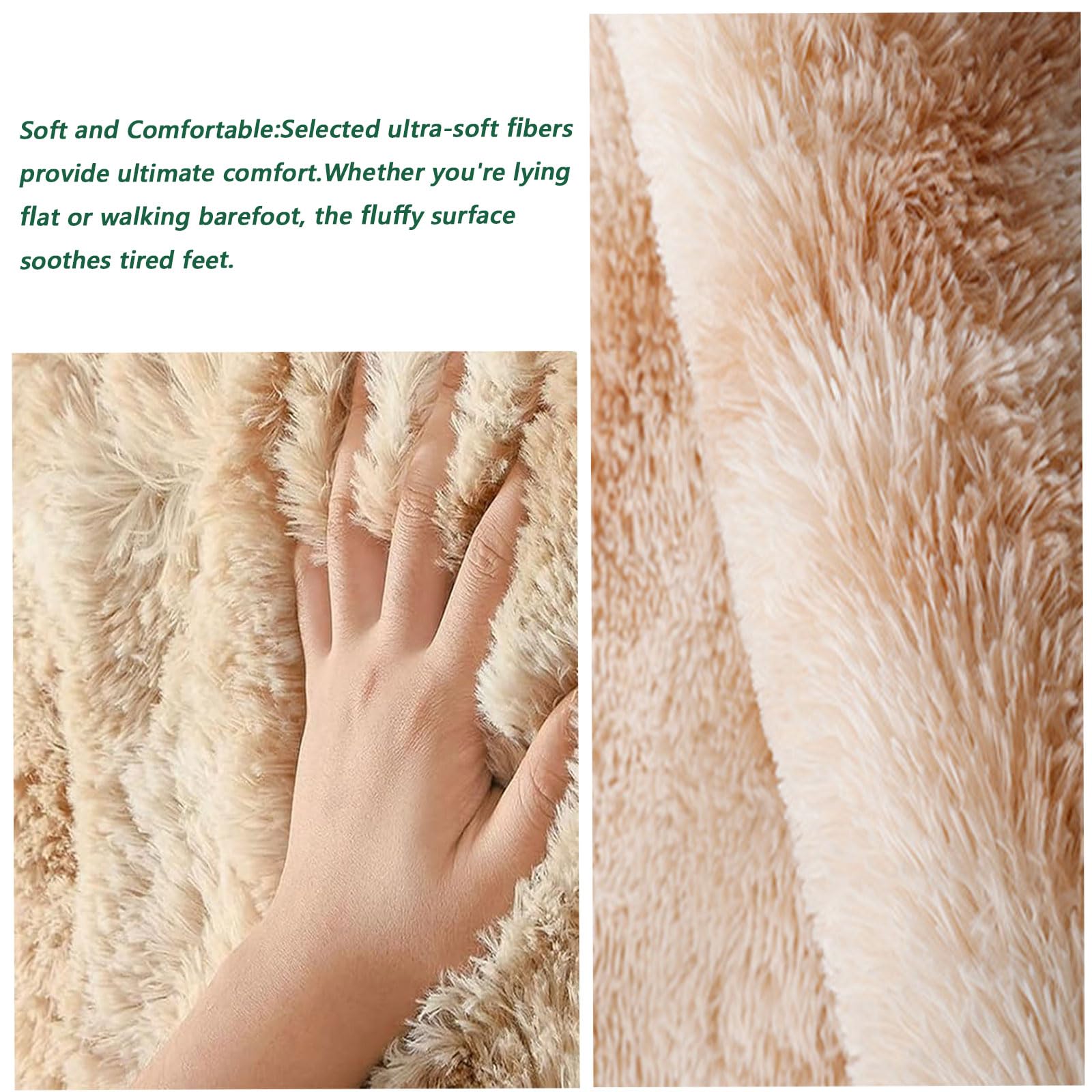 Hochflor Teppich Wohnzimmer 320 x 360 cm Shaggy Deko Langlebig Extra Weich Hochflor Flauschig Teppich Fußbodenheizung Geeignet, Khaki