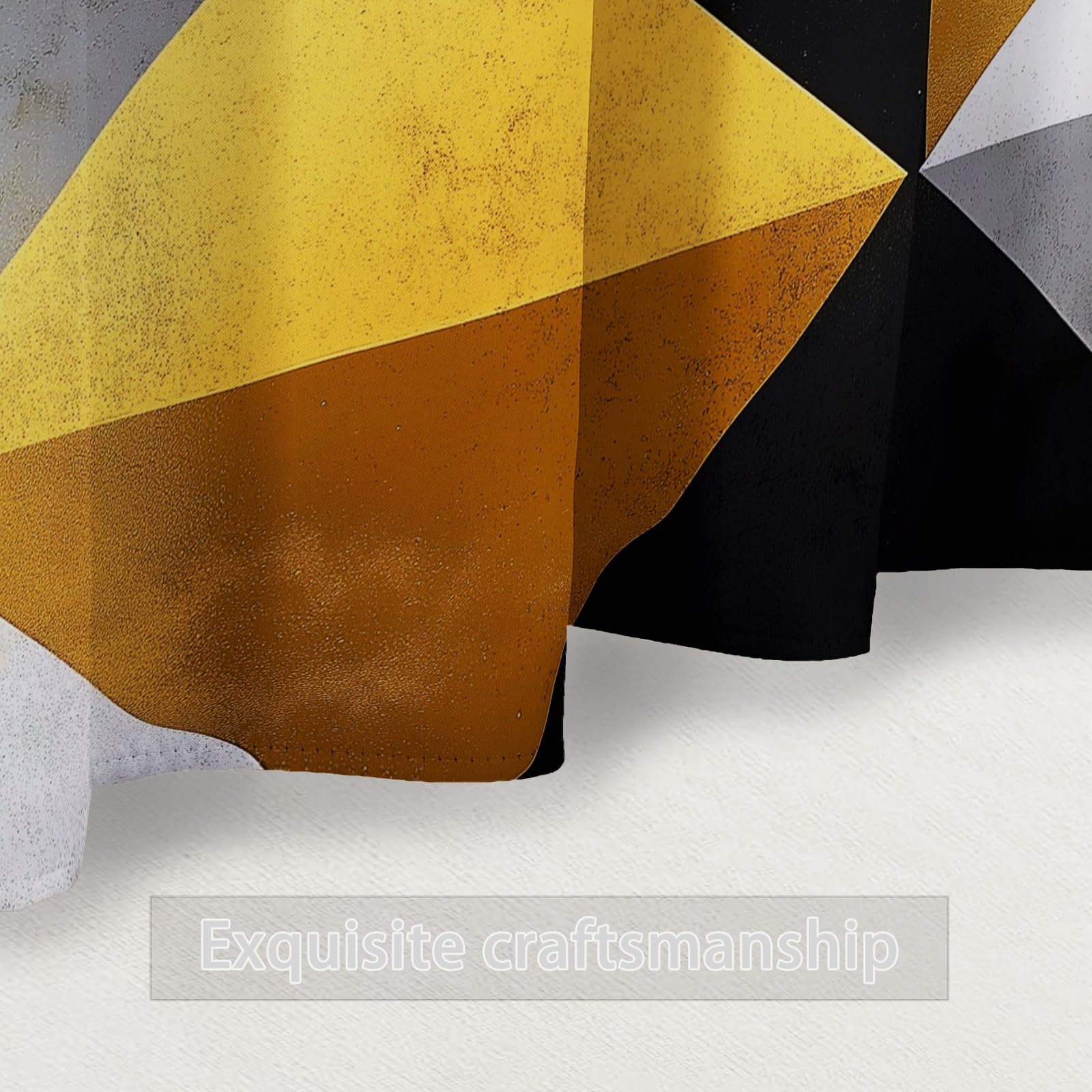 Lot de 2 Rideaux Occultants Thermiques Isolants Anti-Froid à Œillets - Motif en Gris Triangles Jaunes 110L x 215H cm, Abstrait Rideaux Noir Thermiques pour Chambre et Salon