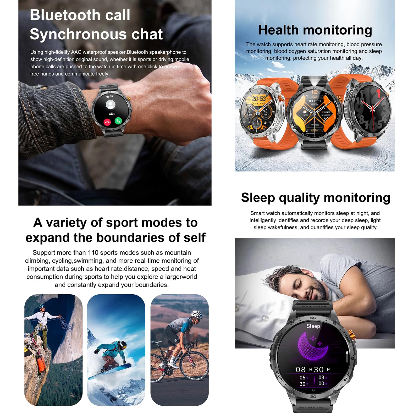 Sekoda GPS Sports Smartwatch per il Monitoraggio Dell'attività Fisica (Rosso)
