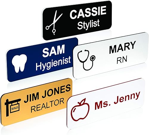 Etiqueta de nombre personalizada con logotipo de la industria insignia de identificación para profesor, agente inmobiliario, dental, médico,