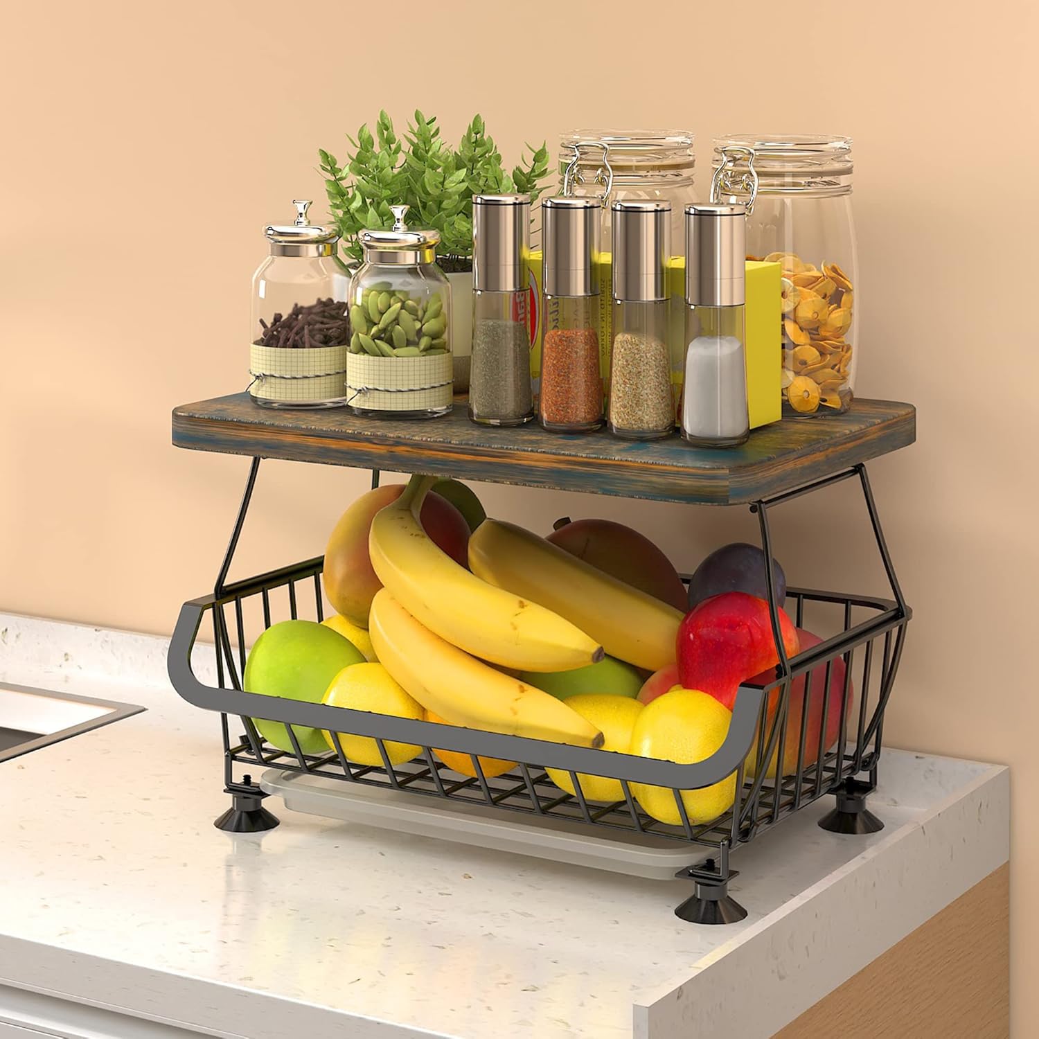 Kitchen Fruit and Vegetable Storage Cart, Wire Storage