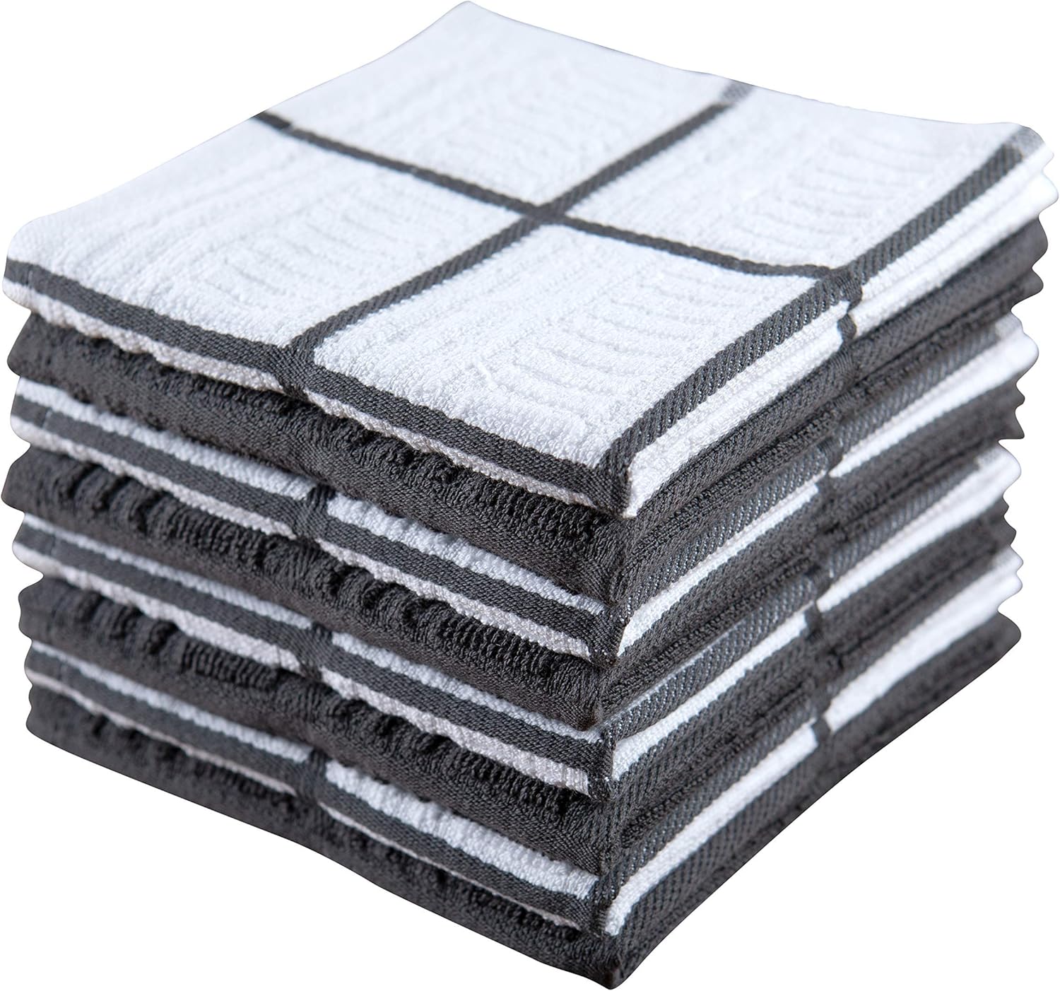 Kitchen Towels Dishcloths 100 Cotton, Set of 8, Gray and