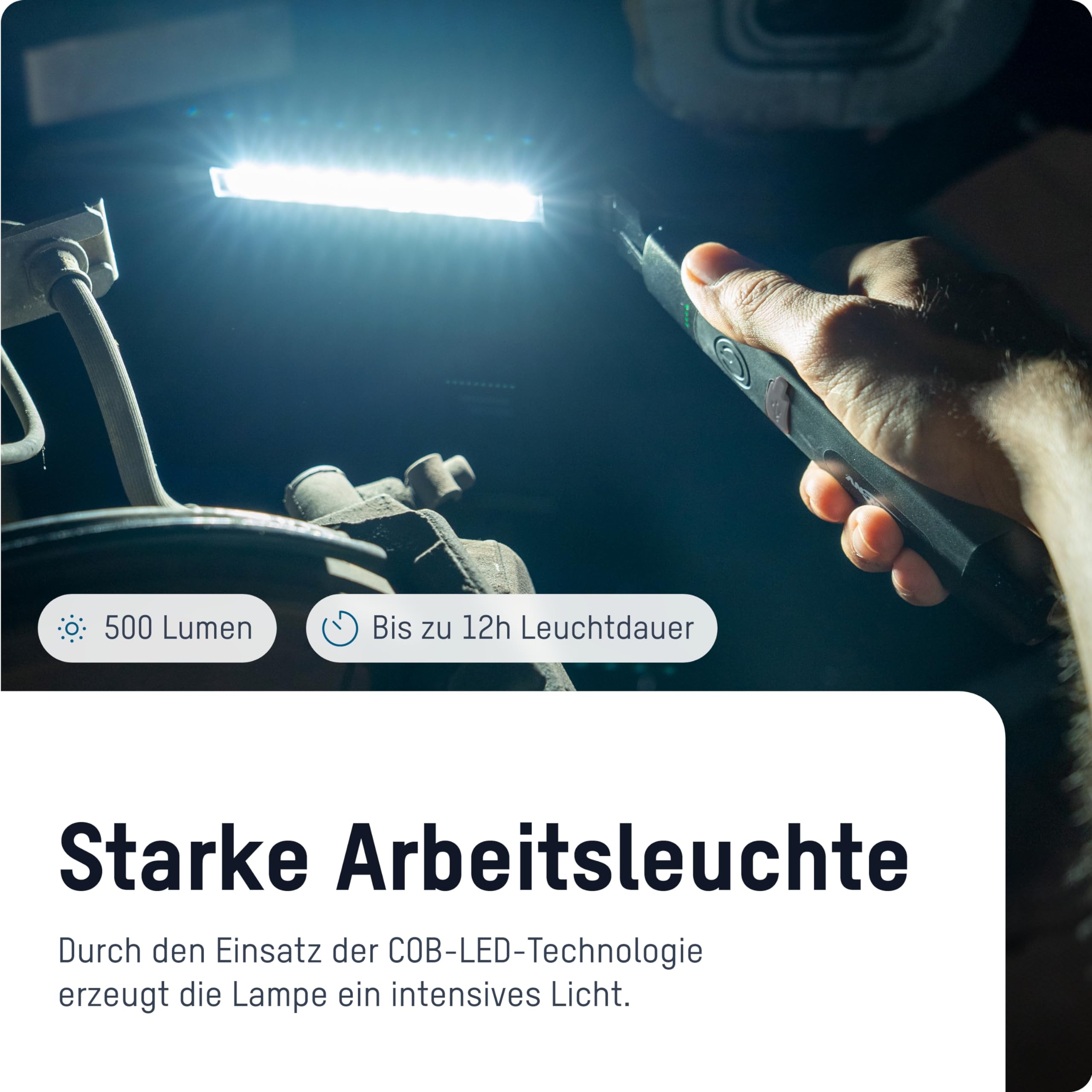 ANSMANN LED Inspektionsleuchte mit 500 Lumen - Arbeitsleuchte kabellos, flexibel & magnetisch - 5W Funktionslampe - Arbeitslampe für Werkstatt, Auto & Notbeleuchtung Werkstattlampe IL500R