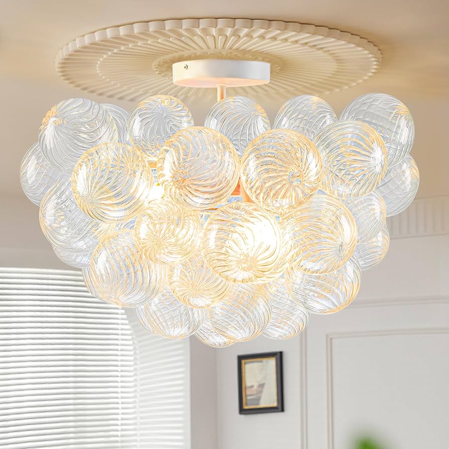 Longree Bubble Ball Glass Chandelier White Finish 20