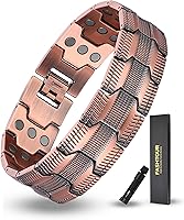 FASHTOUR 3X Men's Copper Magnetic Bracelet - 3800 Gauss Ultra Strength Magnets, Pure Copper, Adjustable Fit & Sizing Tool