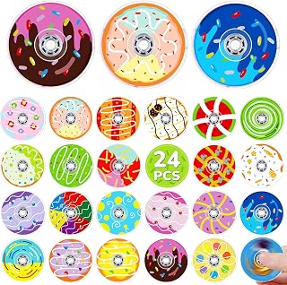 24 Pcs Donut Fidget Spinner Toys Bulk Party Favors Kids Classroom Prizes | Sensory Autism Toys, Treasure Box Gifts, School Student Rewards, Goodie Bag Stuffers for Kids