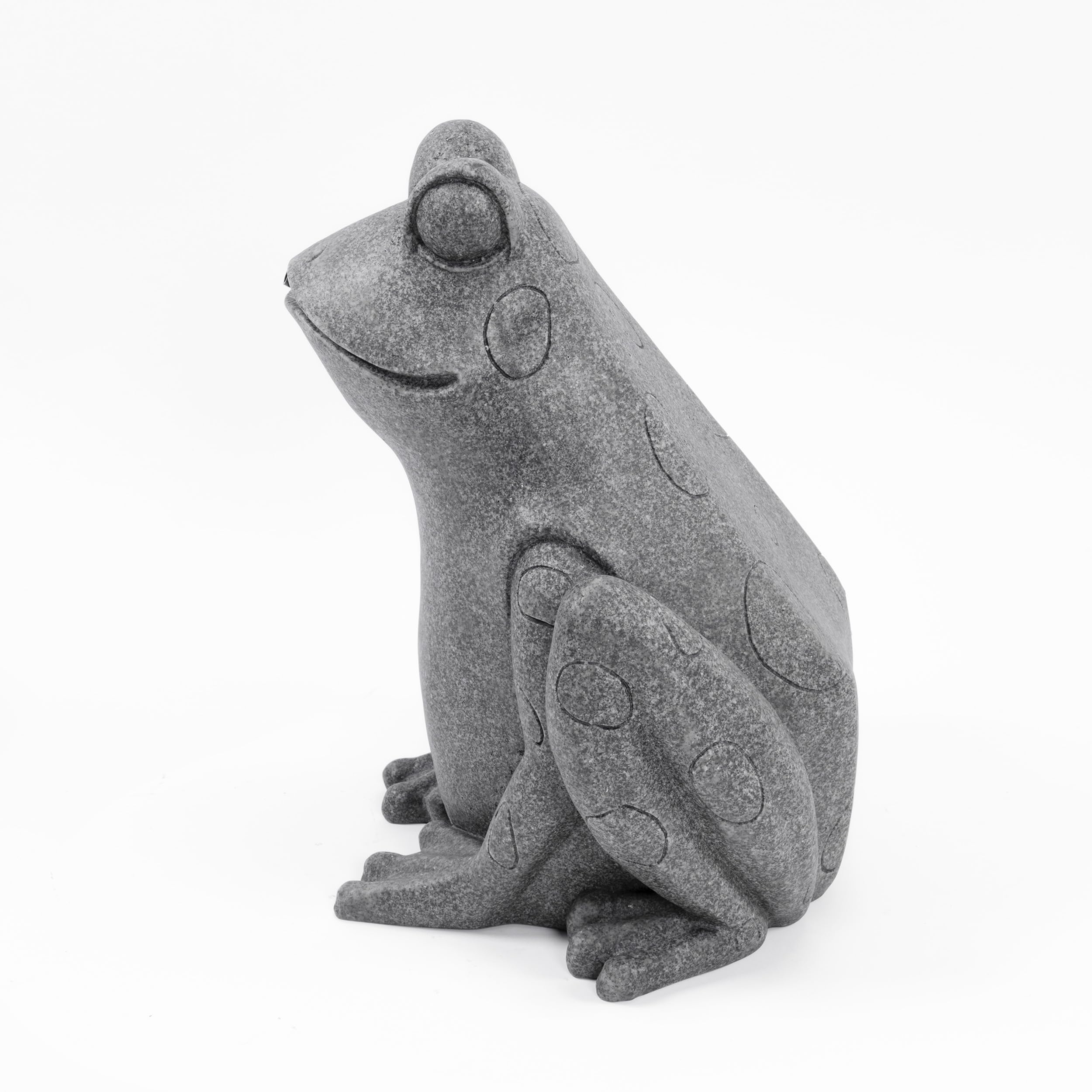 Esotec Wasserspeier Frosch in Natursteinoptik, Brunnenfigur für Teich & Garten aus Polyresin, Gartenfigur mit 3m Schlauch, Wasserspiel Figur, 31x36x30cm 100748