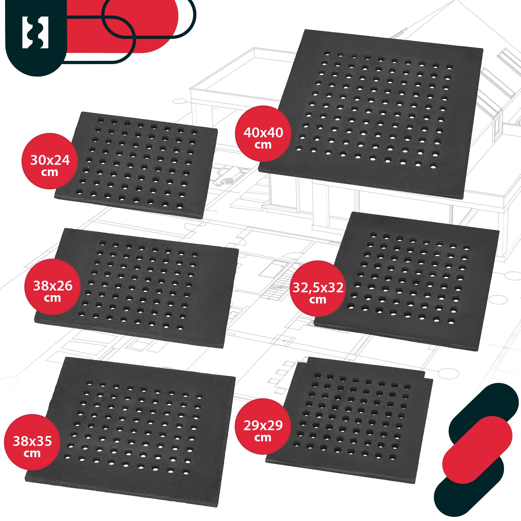 KOTARBAU® Gusseisen Kaminrost - 40 x 40 cm - Kaminofen Rost - Ascherost für Kaminöfen - Ofenrost - Massiv & Robust - Gussrost - Eckig