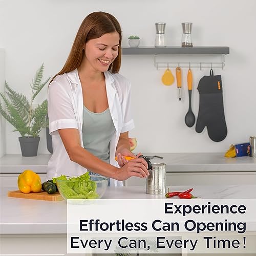 Miniatura 2 de Deiss Abrelatas profesional resistente, borde liso manual, abrelatas de mano con mango suave al tacto, abrelatas de seguridad a prueba de óxido,