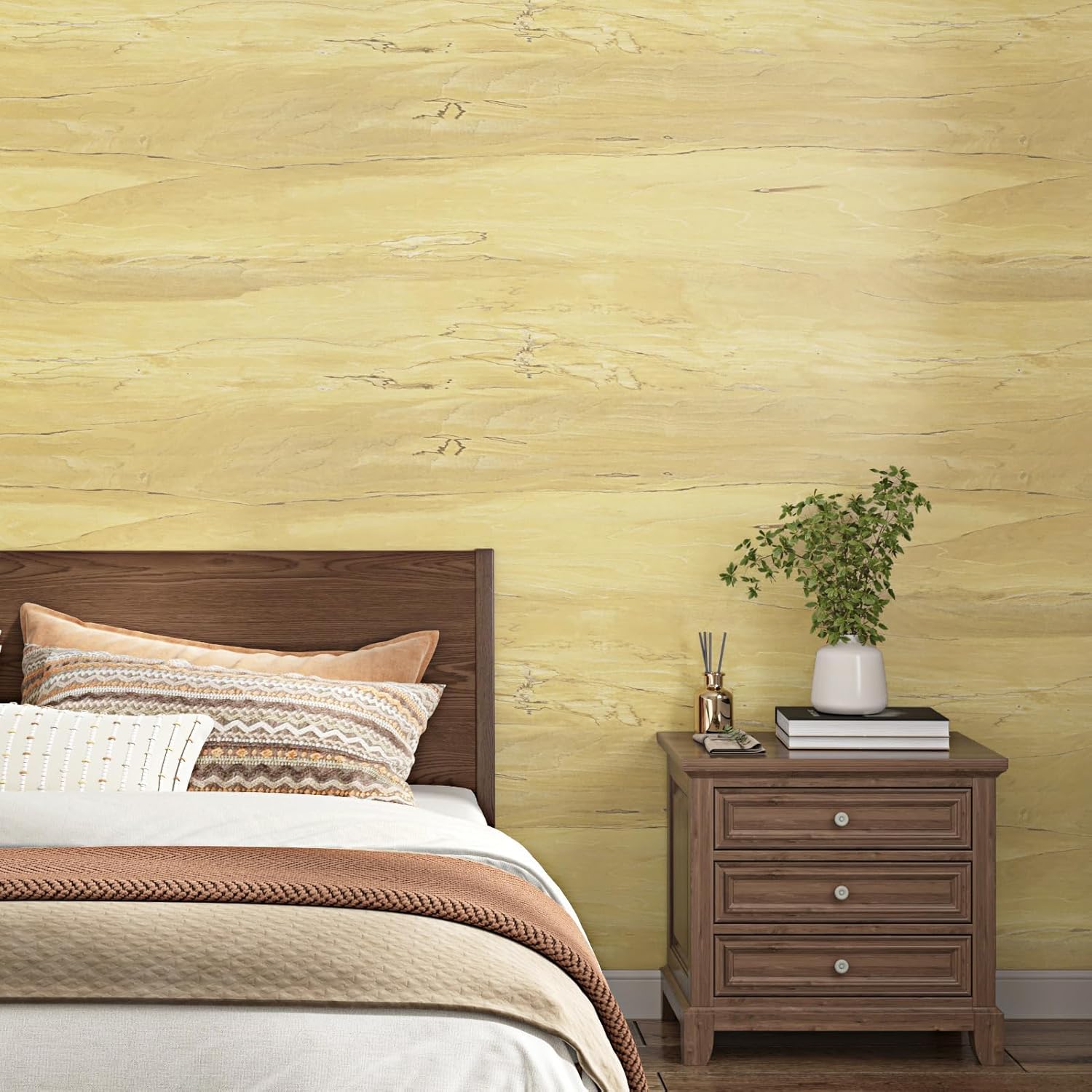 Wallercity Vintage Brown/Yellow Wood Grain Peel and Stick Wallpaper Self Adhesive Wood Look Contact Paper for Countertops Waterproof Natural Wooden Wall Paper Wrap for Cabinets Pantries 15.8''x78.7''