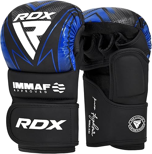 RDX IMMAF - Guantes de agarre de sparring aprobados, diseño híbrido de grado profesional para nivel de competencia y entrenamiento, palma abierta