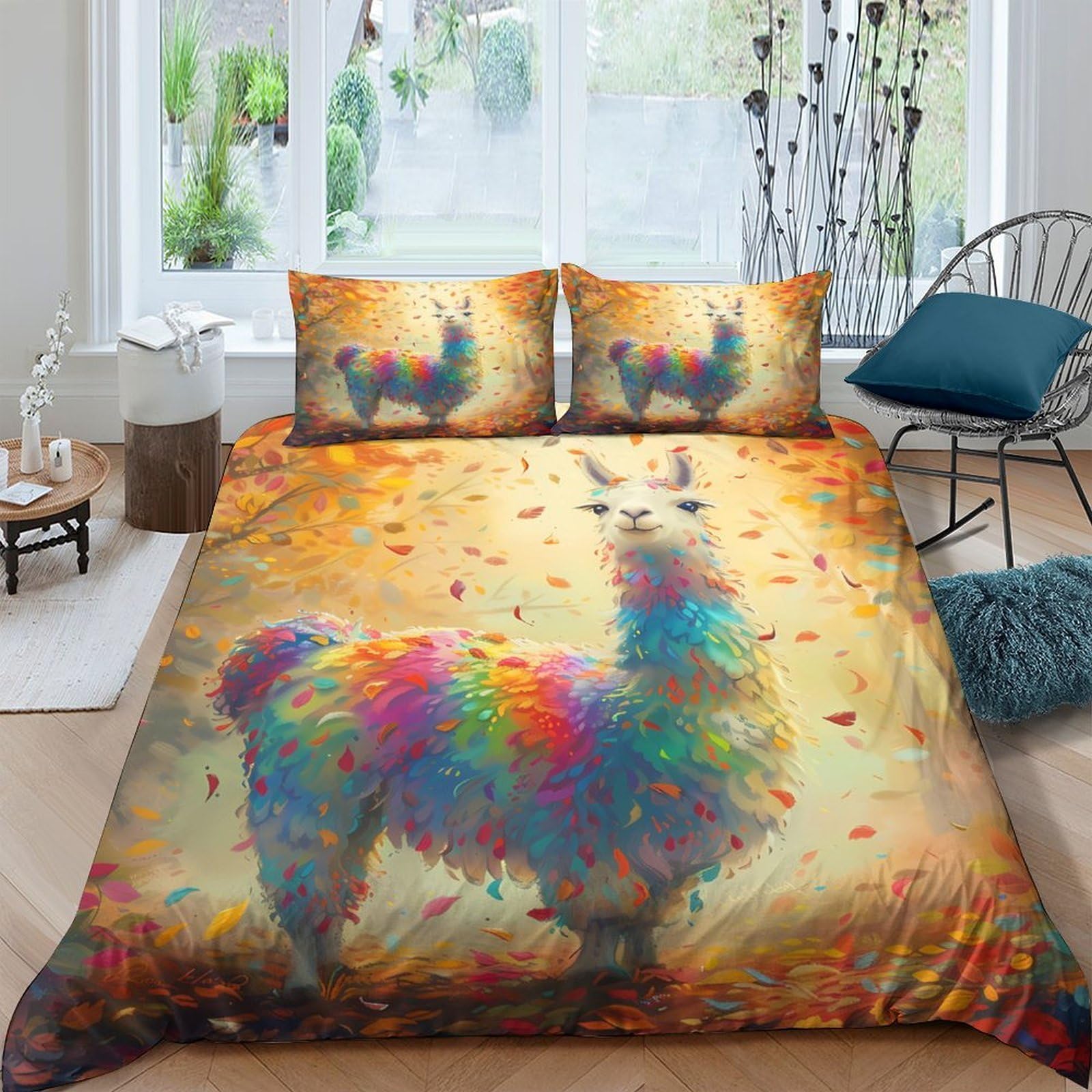 Ctjqhvkz Style-3 3D Printed Colorful Llama Fitted Sheet Microfiber Soft Anti-Slip Mattress Cover For Bedroom Dorm Decor Single（135X200cm）