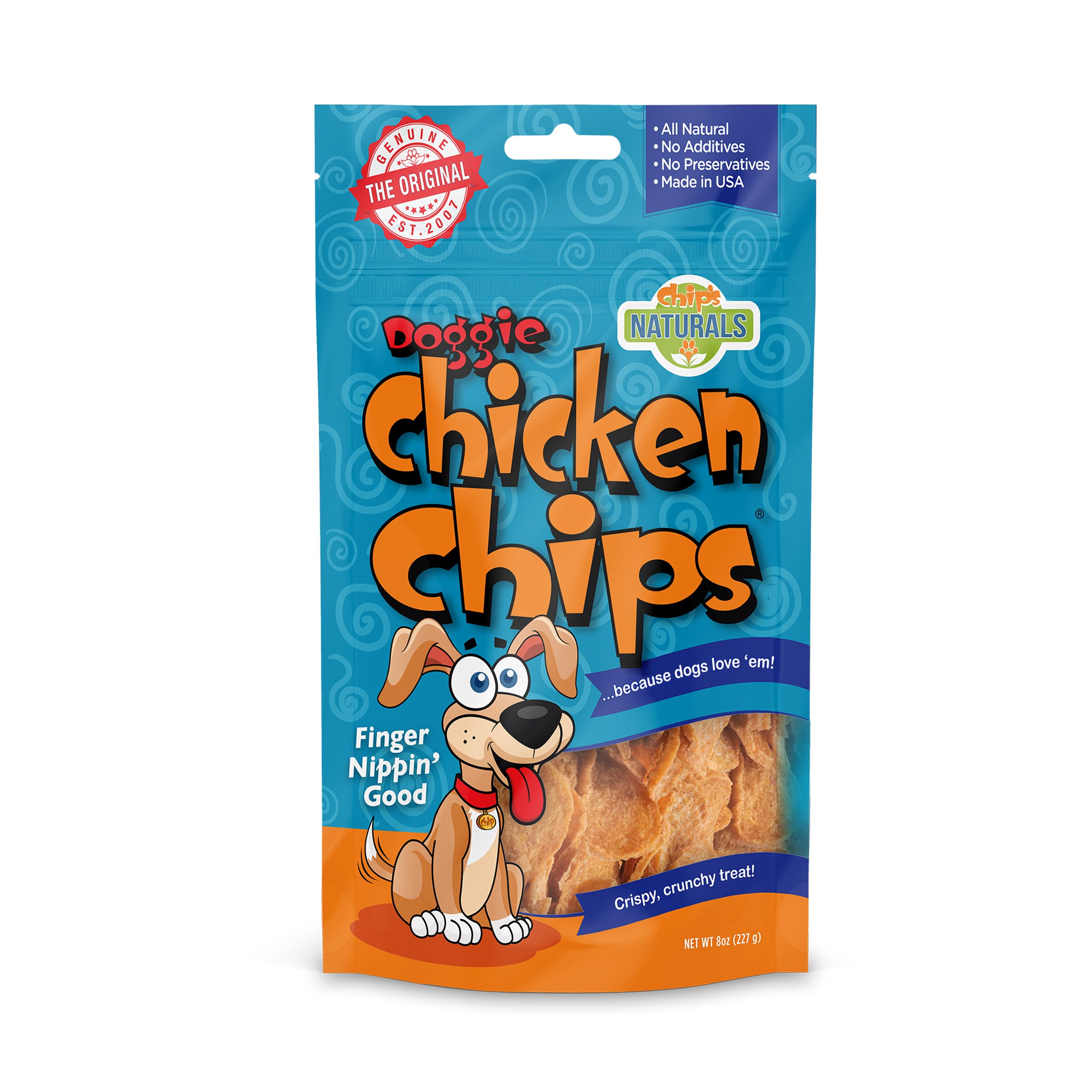 Doggie Chicken Chips Medium 8oz oz All Natural High Protein Low Calorie Healthy Dog Treats, Grain Free Gluten Free USDA Inspected & Approved Chicken Treat for Dogs, Pet Supplies