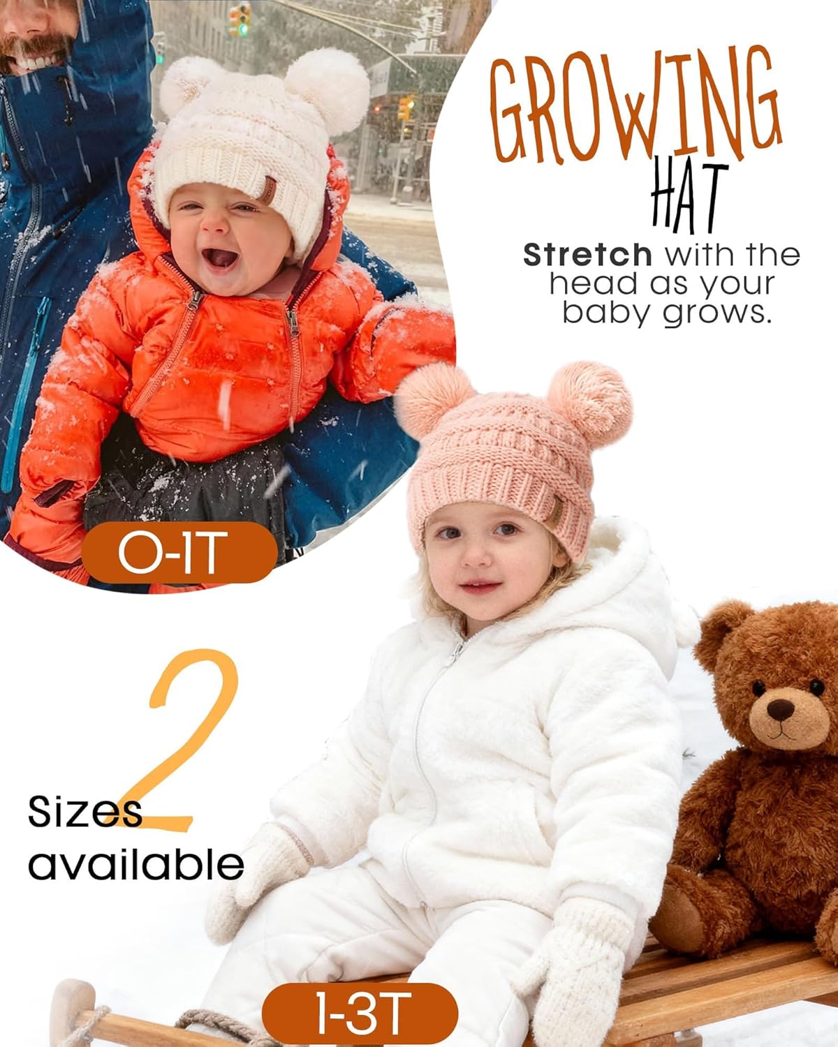 FURTALK Baby Winter Knitted Beanie Hat Soft Warm Pom Pom for Infant Toddler Skull Cap - Image 4