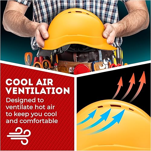 Miniatura 6 de Acerpal Casco duro ventilado con acabado brillante, diseño personalizado y color sólido OSHA cascos duros con suspensión de 6 puntos