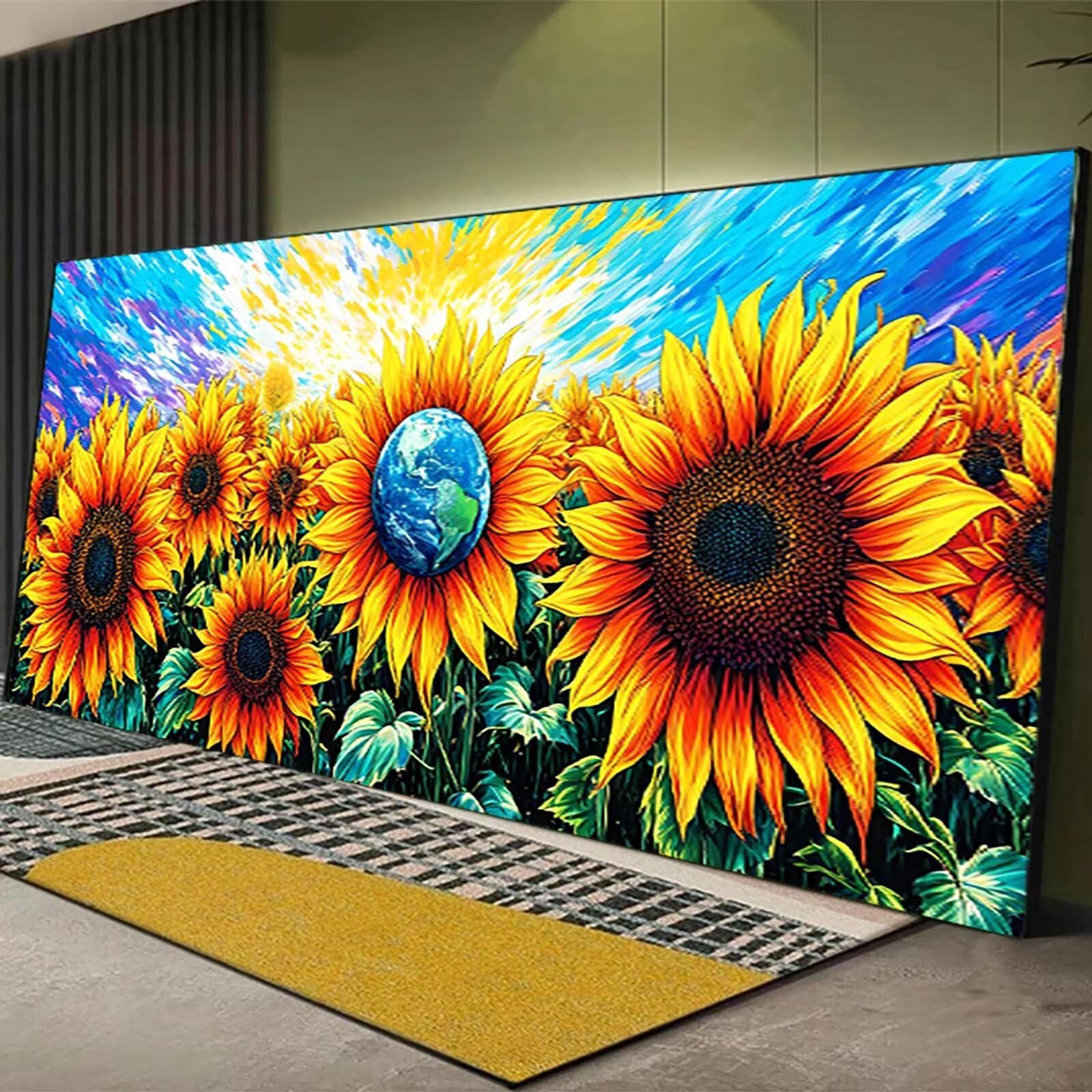 Malen Nach Zahlen für Kinder, Erwachsene und Anfänger, DIY Malen Nach Zahlen Landschaft für Mädchen und Jungen, Sonnenblume (90x180cm), Ohne Rahmen - Kinder über 6 Jahre DIY Handgemalt Gemälde Kit 4-2