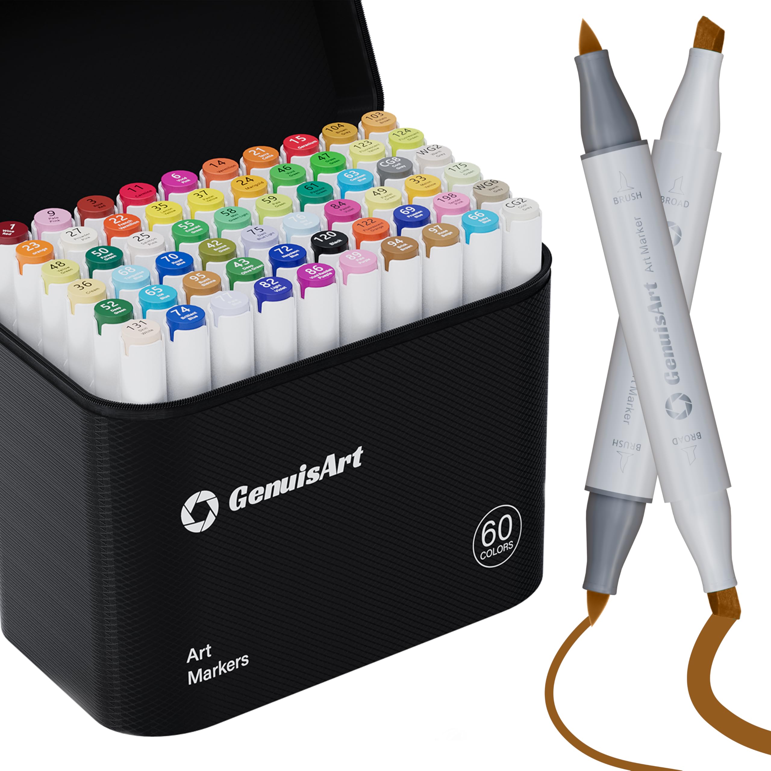 Amazon.com: GenuisArt 61 Alcohol Markers,With Bleeding-Proof