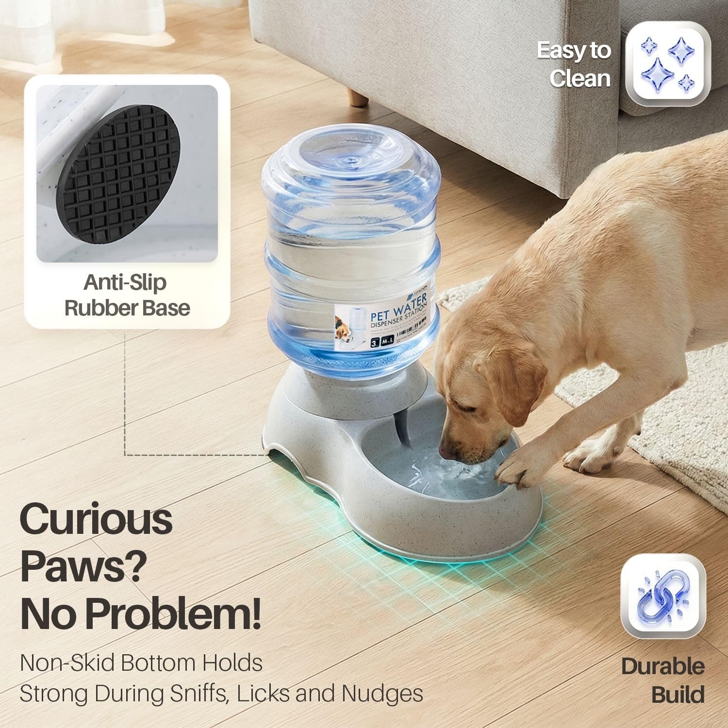 Flexzion Gravity Distributeur d'eau pour Chiens et Chats (10 litres) Abreuvoir Automatique pour Chiens et Chats de Petite et Grande Race