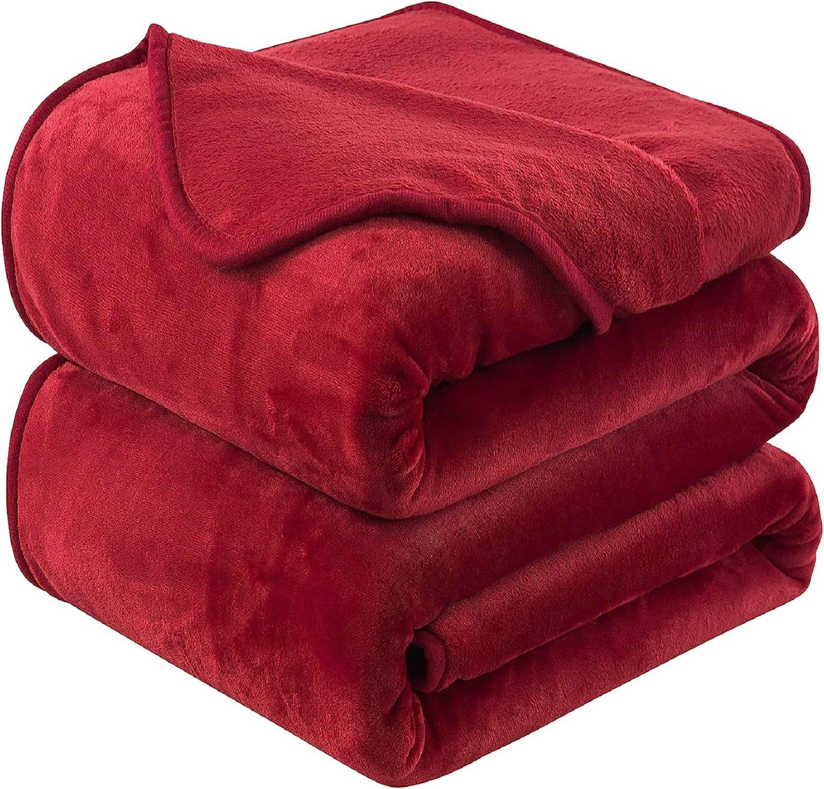 HOZY Plaid Coperta Pile Matrimoniale Antistatica - Super Morbido Coperta leggera e Calda - Adatta per Copriletto Copriletto e Copridivano - Rosso Grande 130x150cm