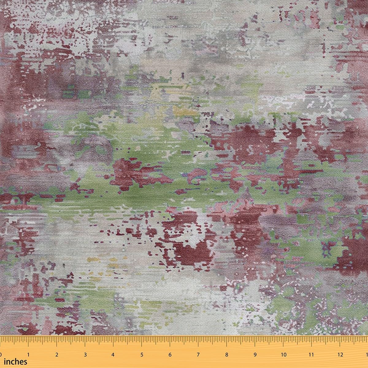 Erosebridal Navy Blue and Green Watercolor Fabric by The Yard, Contemporary Art Upholstery in Modern Abstract Grunge Tie Dye, Pastel Decorative Fabric, Sewing/Quilting, 5 Yards