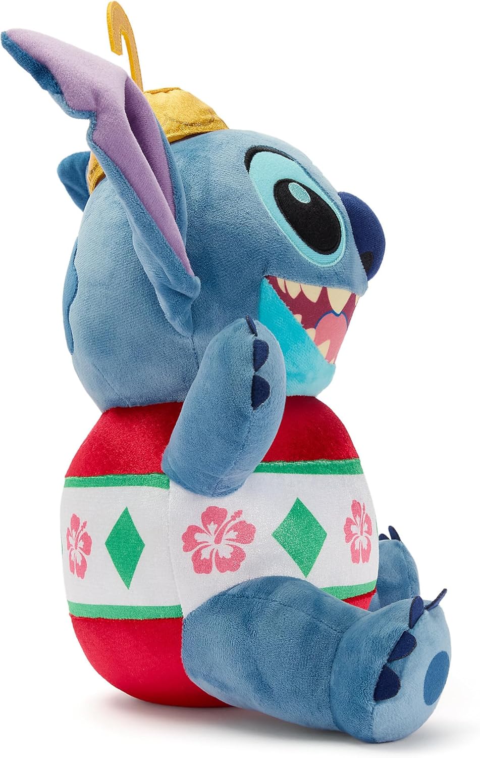 Disney Store Official Stitch Holiday Plush- Lilo & Stitch Christmas Stuffed Animals - 14 Inch Disney Plushy - Features Christmas Holiday Ornament Costume with Metallic Accents