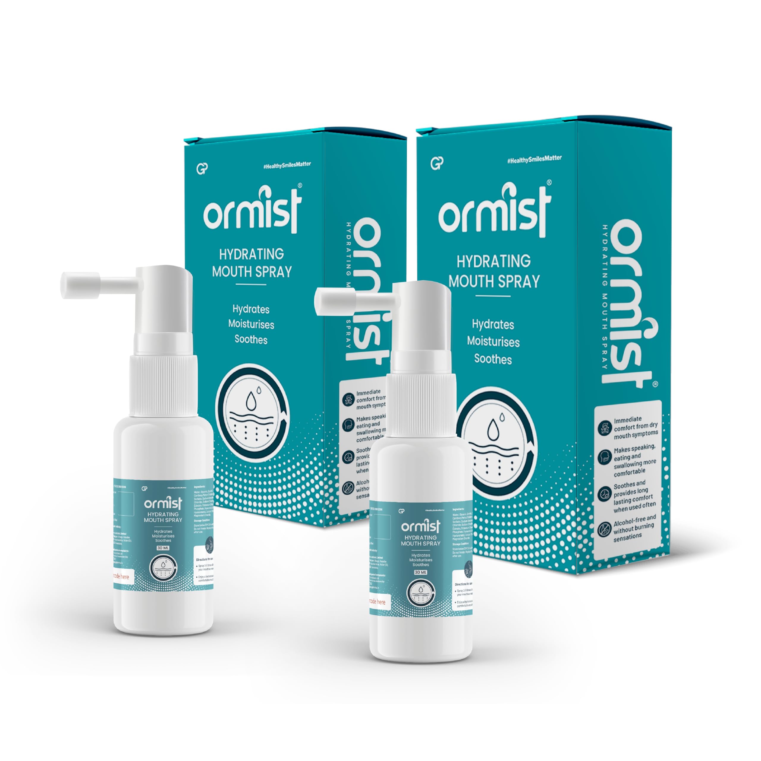 ORMIST Hydrating Mouth Spray | 30 ml pack of 2 |Refreshing Comfort for Dry Mouth Symptoms| Enhanced Lubrication and Moisture for Instant Comfort