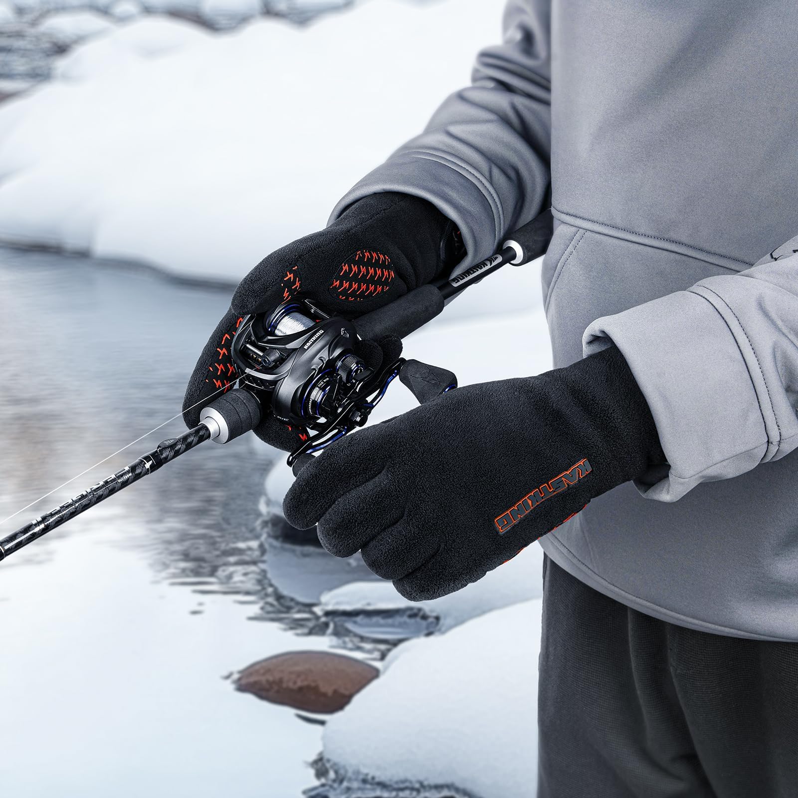 KastKing HydroSense Waterproof Fishing Gloves, 100% Waterproof and Breathable Cold Weather Fishing Gloves, Ideal for Ice Fishing, Winter Fishing & Outdoor Winter Sports, Fishing Gloves Men Women