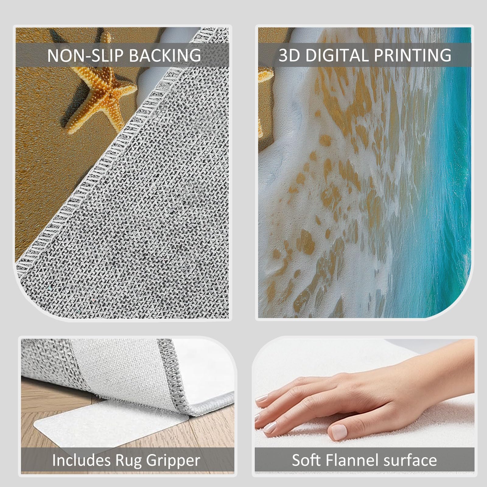 Générique Tapis Salon 160 x 230 cm Grand Tapis de Chambre à Poils Ras - Antidérapant en Caoutchouc, Lavable en Machine, Doux - Moderne Plage Sable Nuages pour Cuisine, Salle à Manger Salle de Séjour