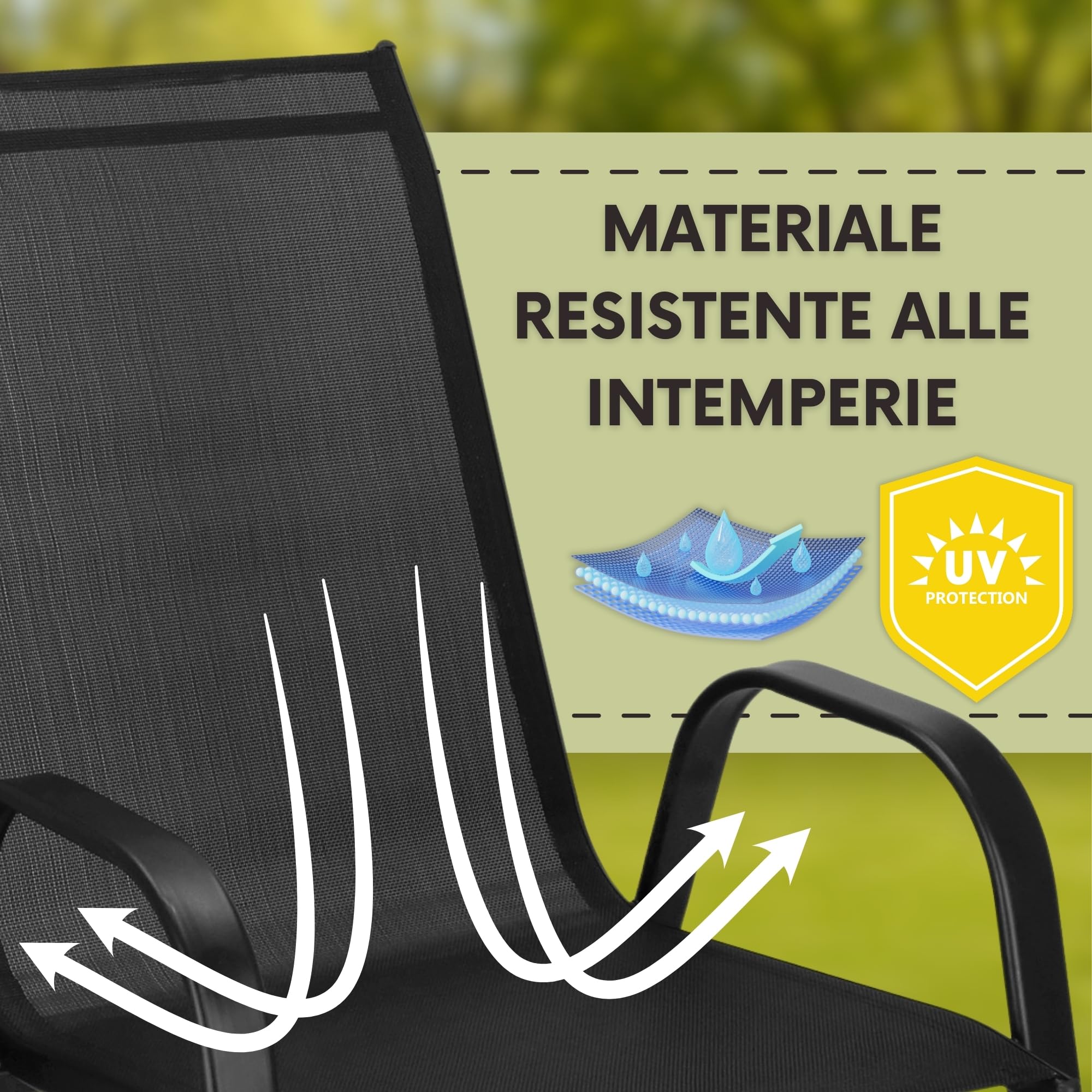 SPRINGOS Set di 2 sedie da giardino – poltrone da balcone resistenti alle intemperie per terrazza ed esterni – mobili da giardino design